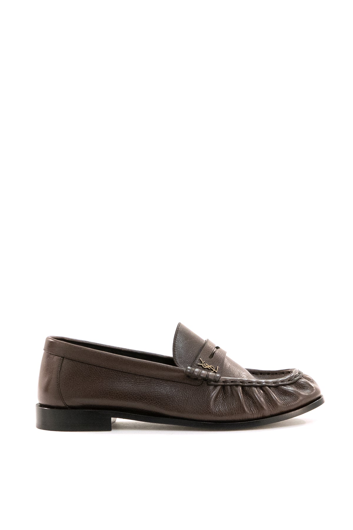 SAINT LAURENT Mocassini Le Loafer in Pelle Opaca, Marrone