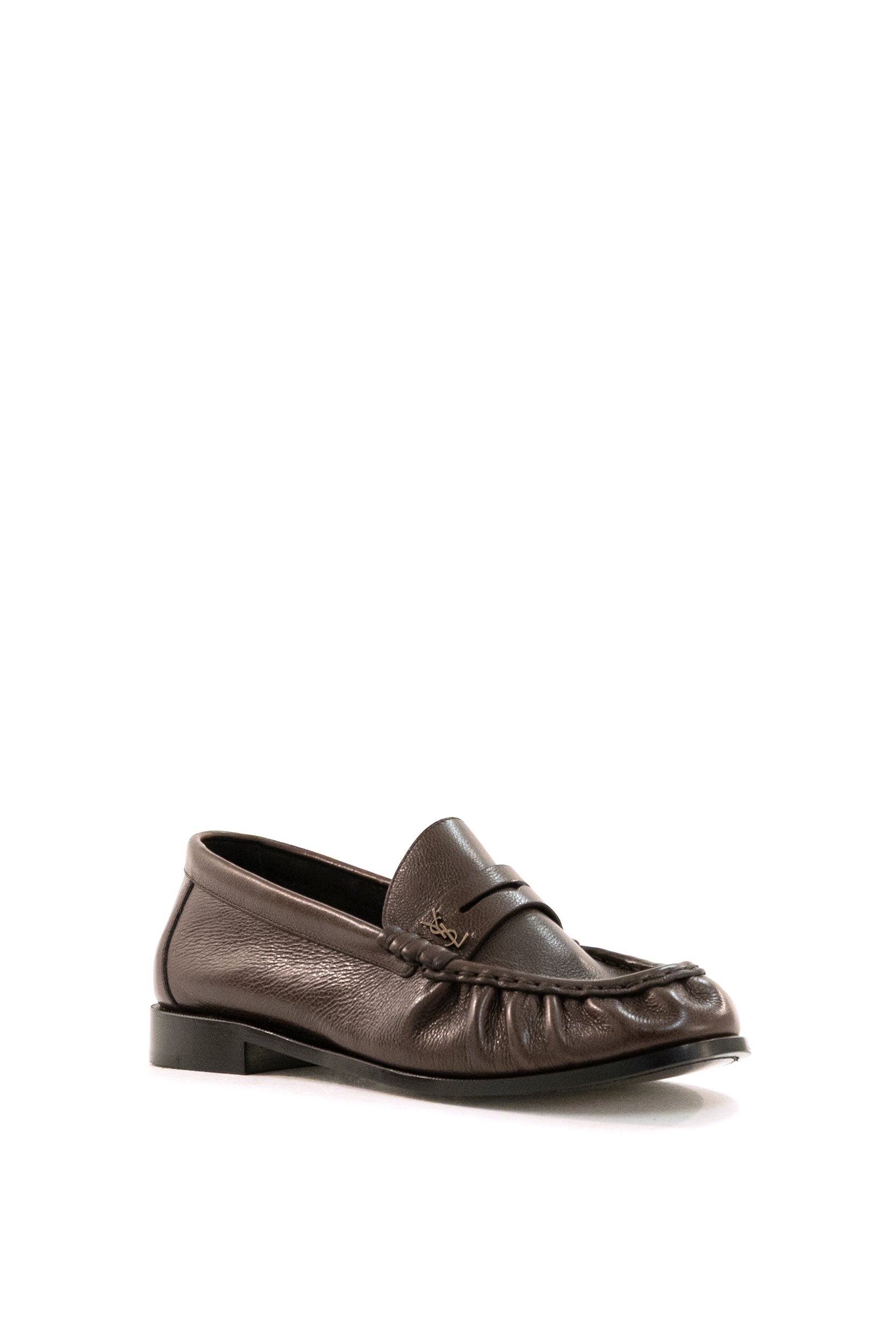 SAINT LAURENT Mocassini Le Loafer in Pelle Opaca, Marrone, vista 2