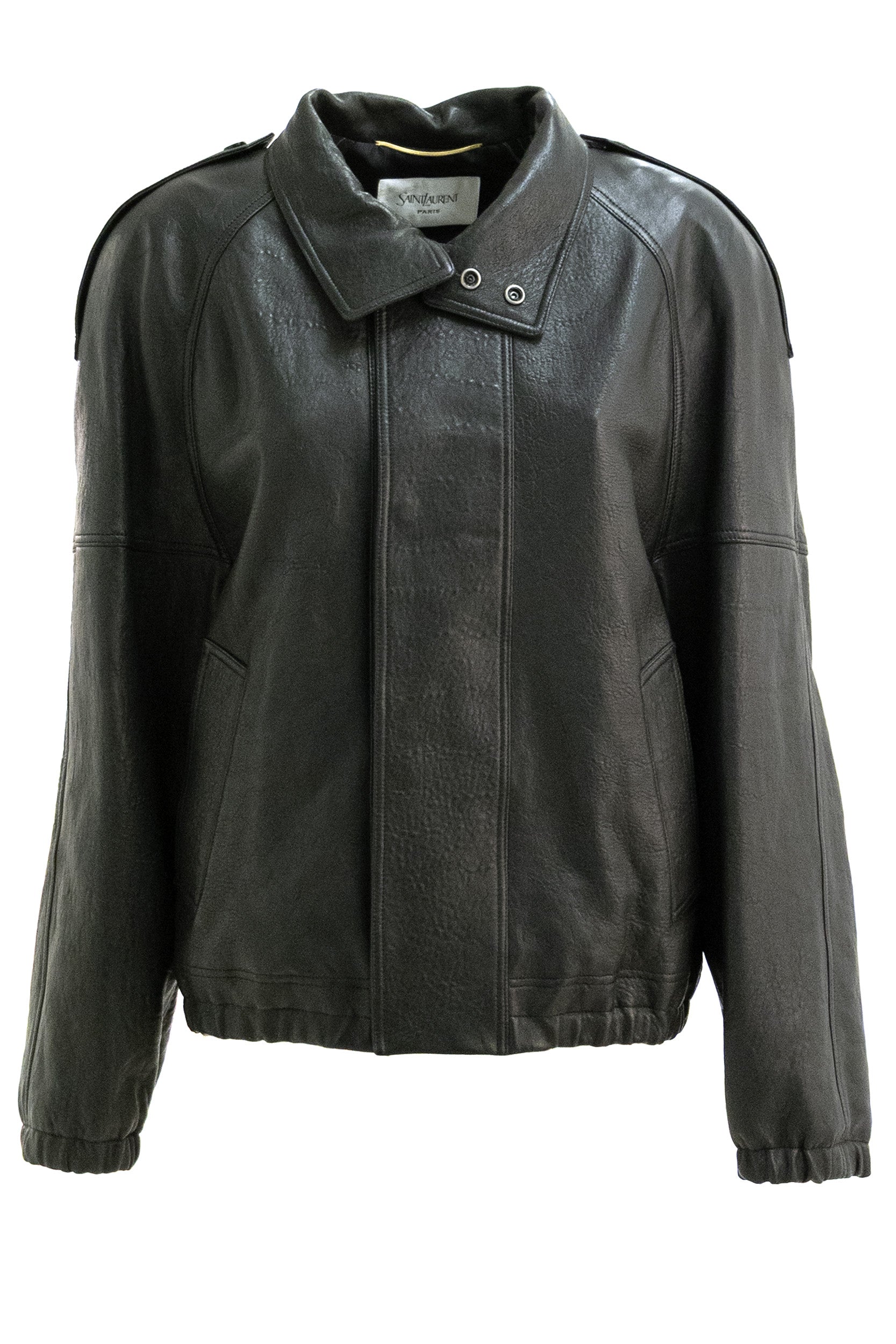 Giacca Bomber in Pelle Vintage<BR/> 858507 YCNF2 1000 SAINT LAURENT