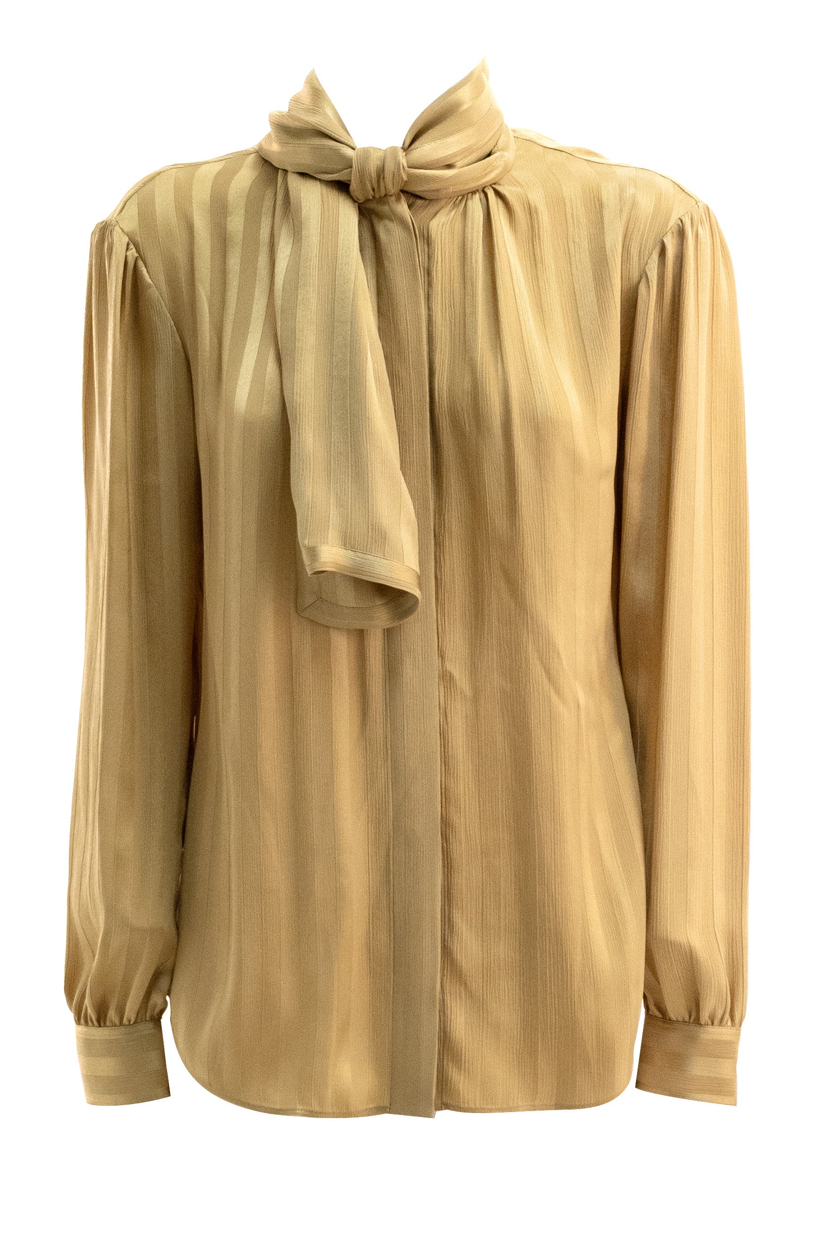 Camicia in Seta con Collo Lavallière<BR/> 873576 Y7J47 2601 SAINT LAURENT