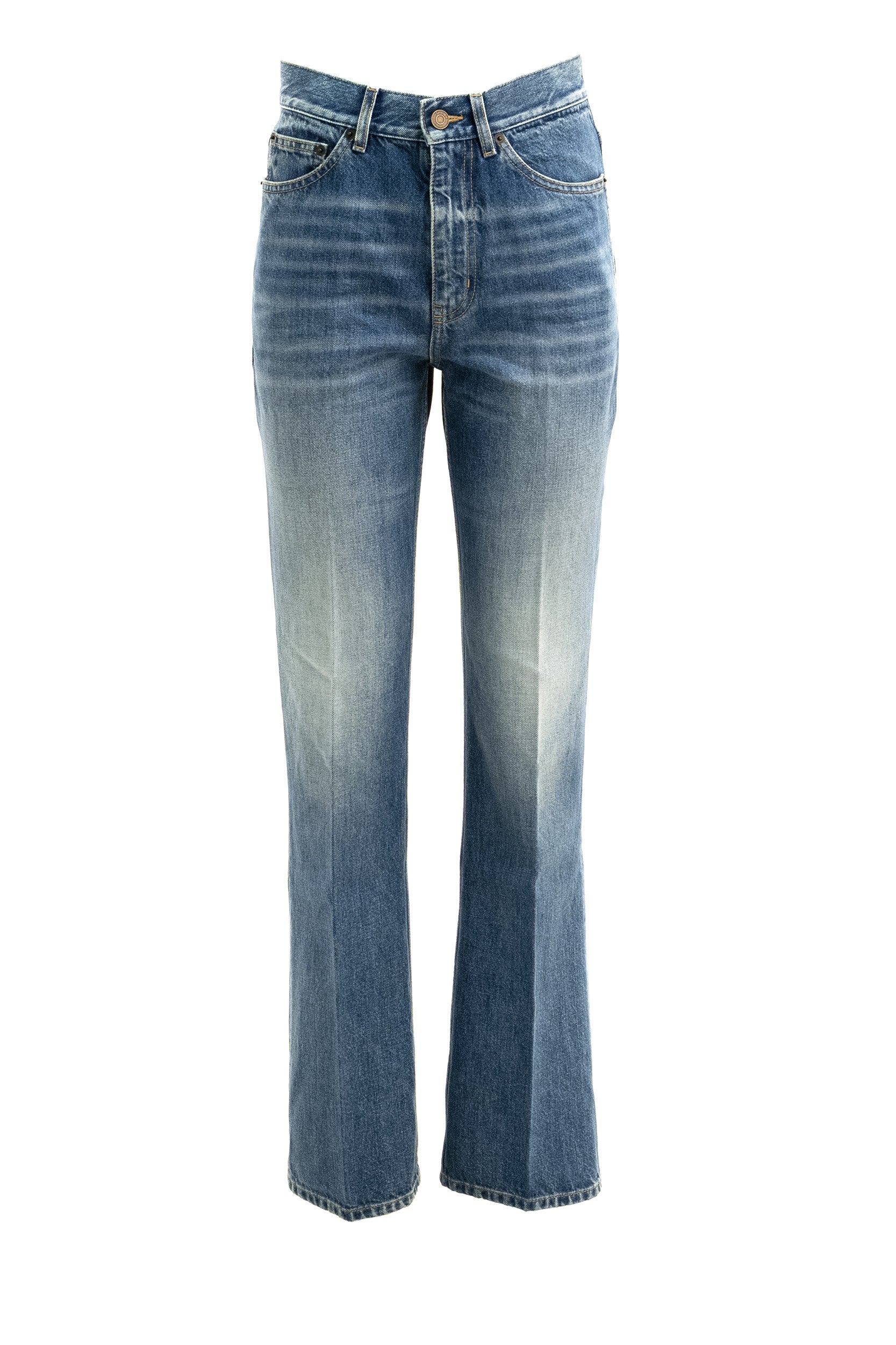 Jeans Clyde in Denim di Cotone<BR/> 873844 Y09XK 4338 SAINT LAURENT