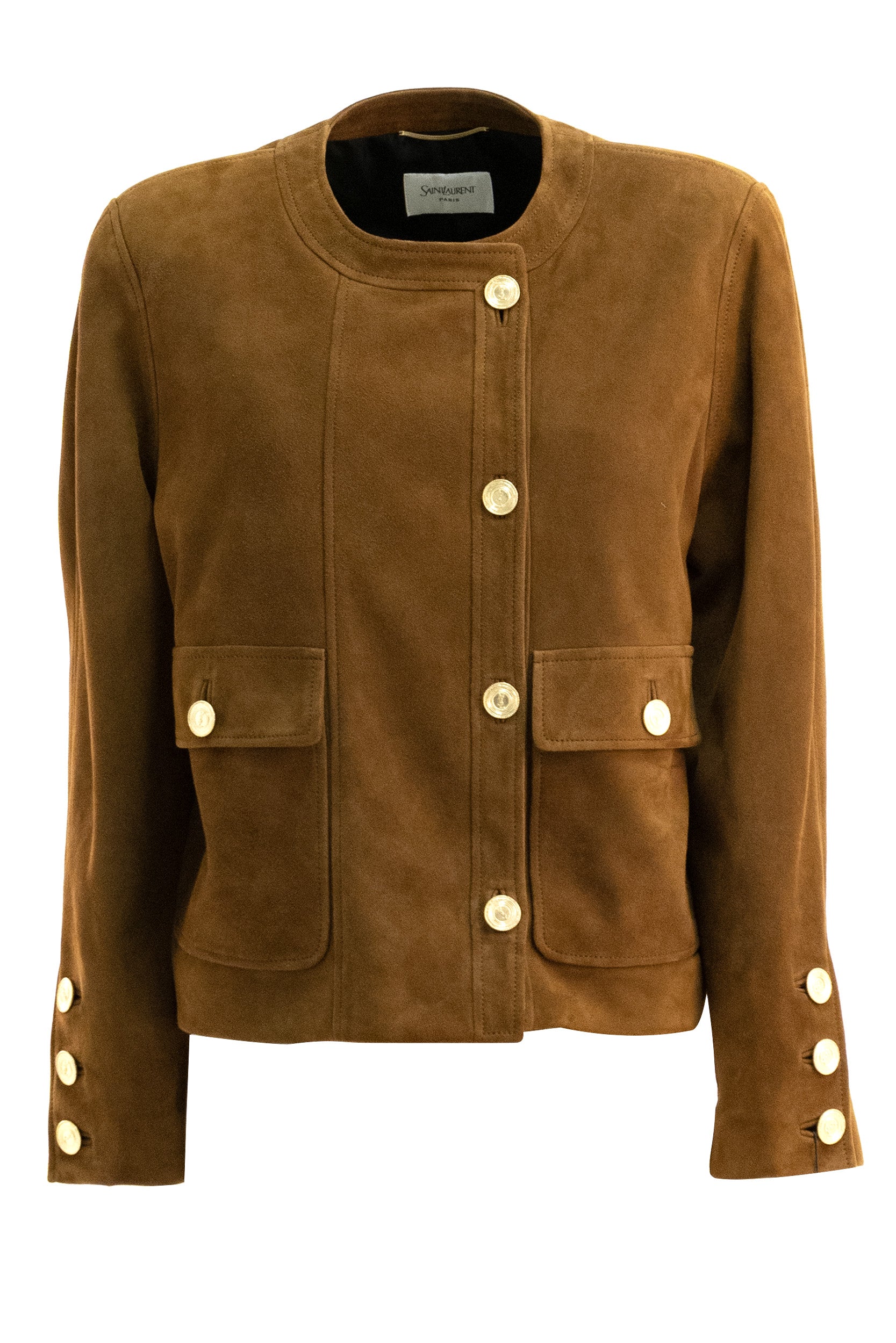 Giacca Corta in Pelle Scamosciata di Agnello<BR/> 876897 YCUM2 2705 SAINT LAURENT