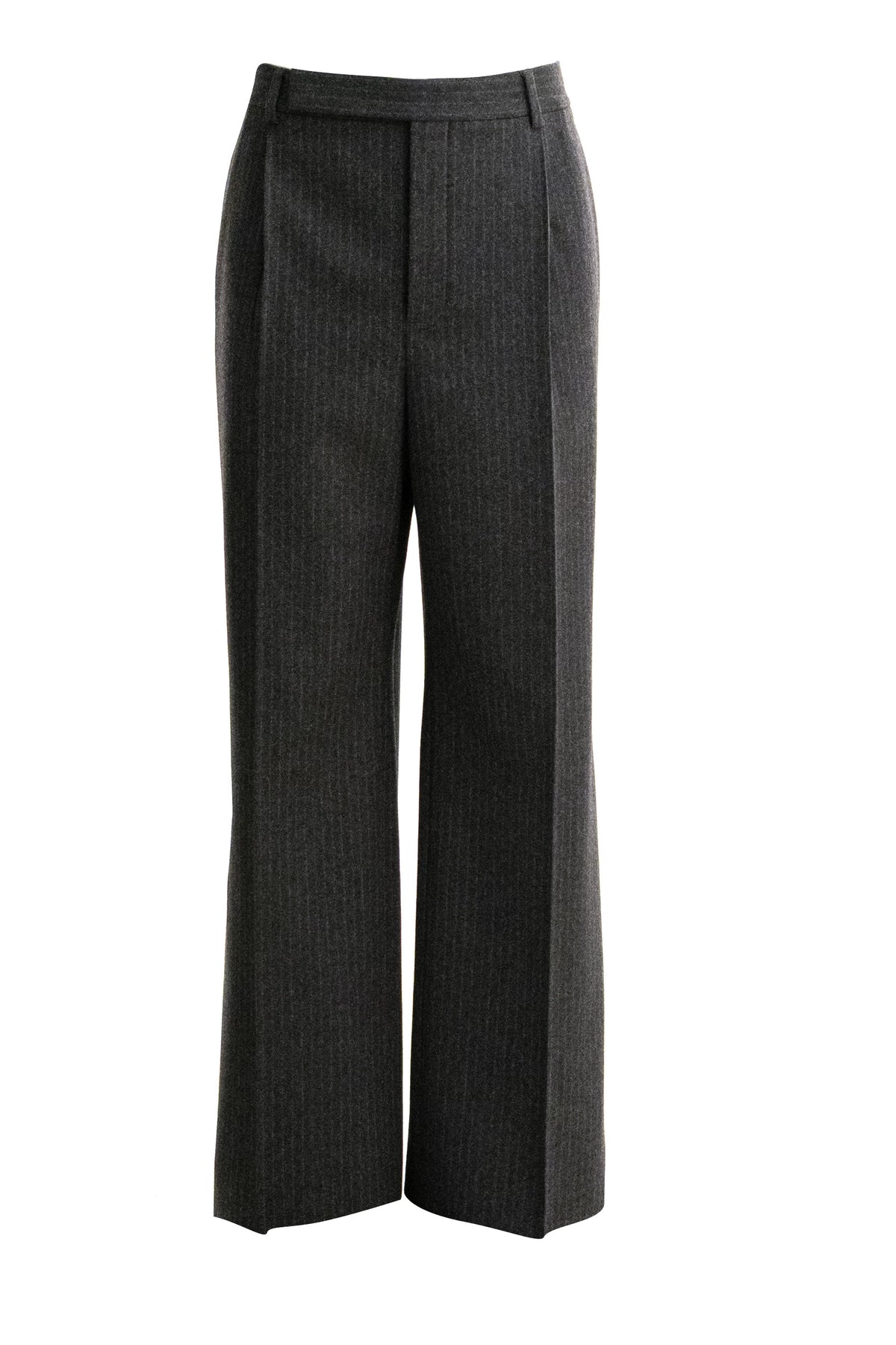 SAINT LAURENT Pantaloni in feltro di lana gessata di colore grigio