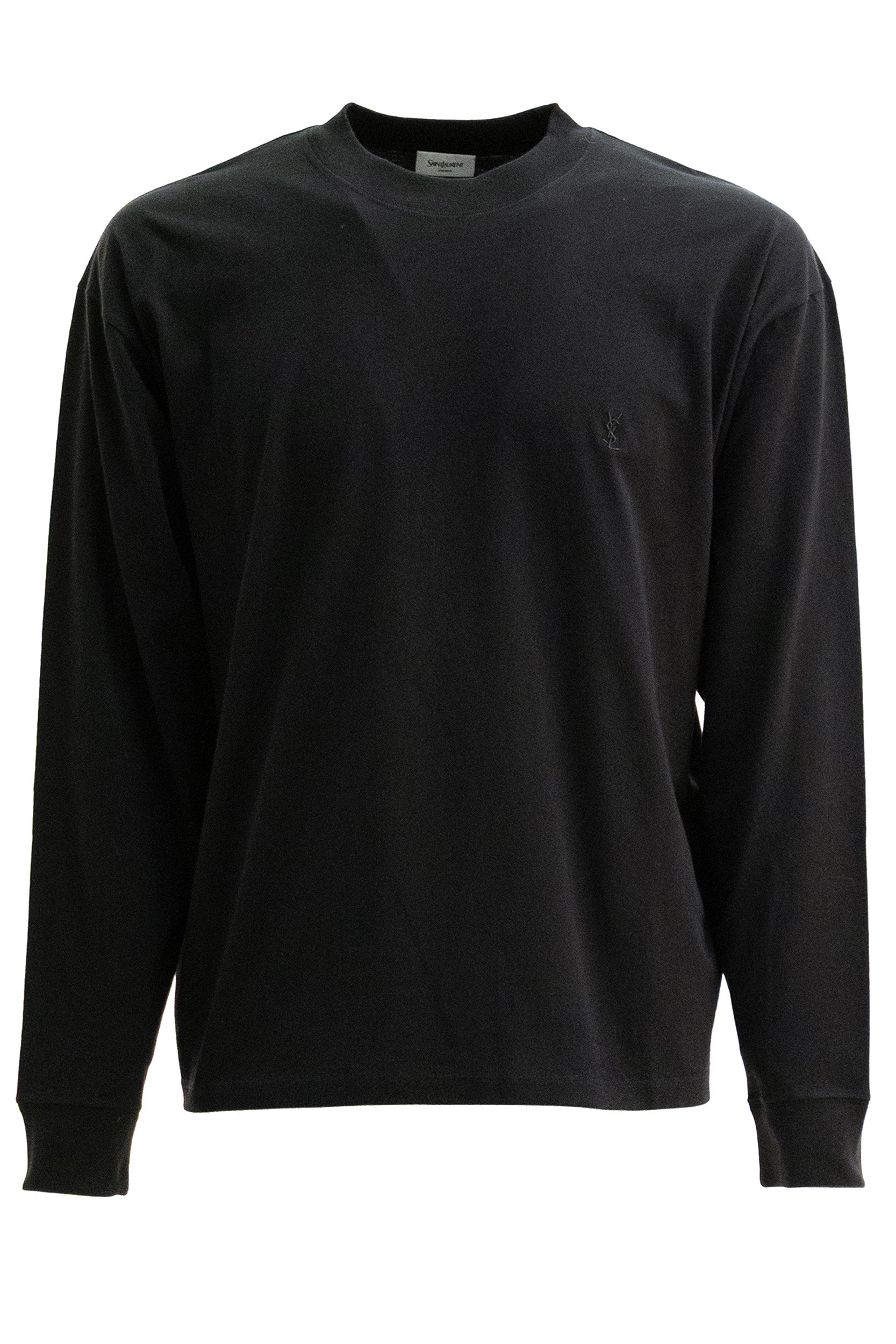 T-shirt in cotone di colore nero<BR/> A001B9 Y38FG 1000 SAINT LAURENT