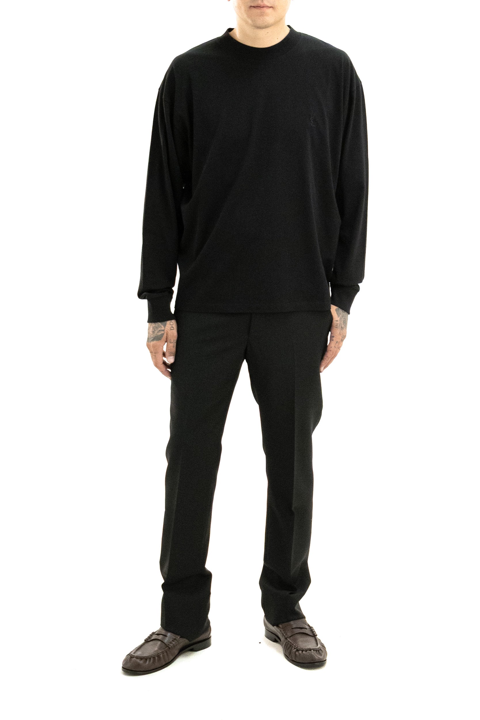 T-shirt in cotone di colore nero<BR/> A001B9 Y38FG 1000 SAINT LAURENT