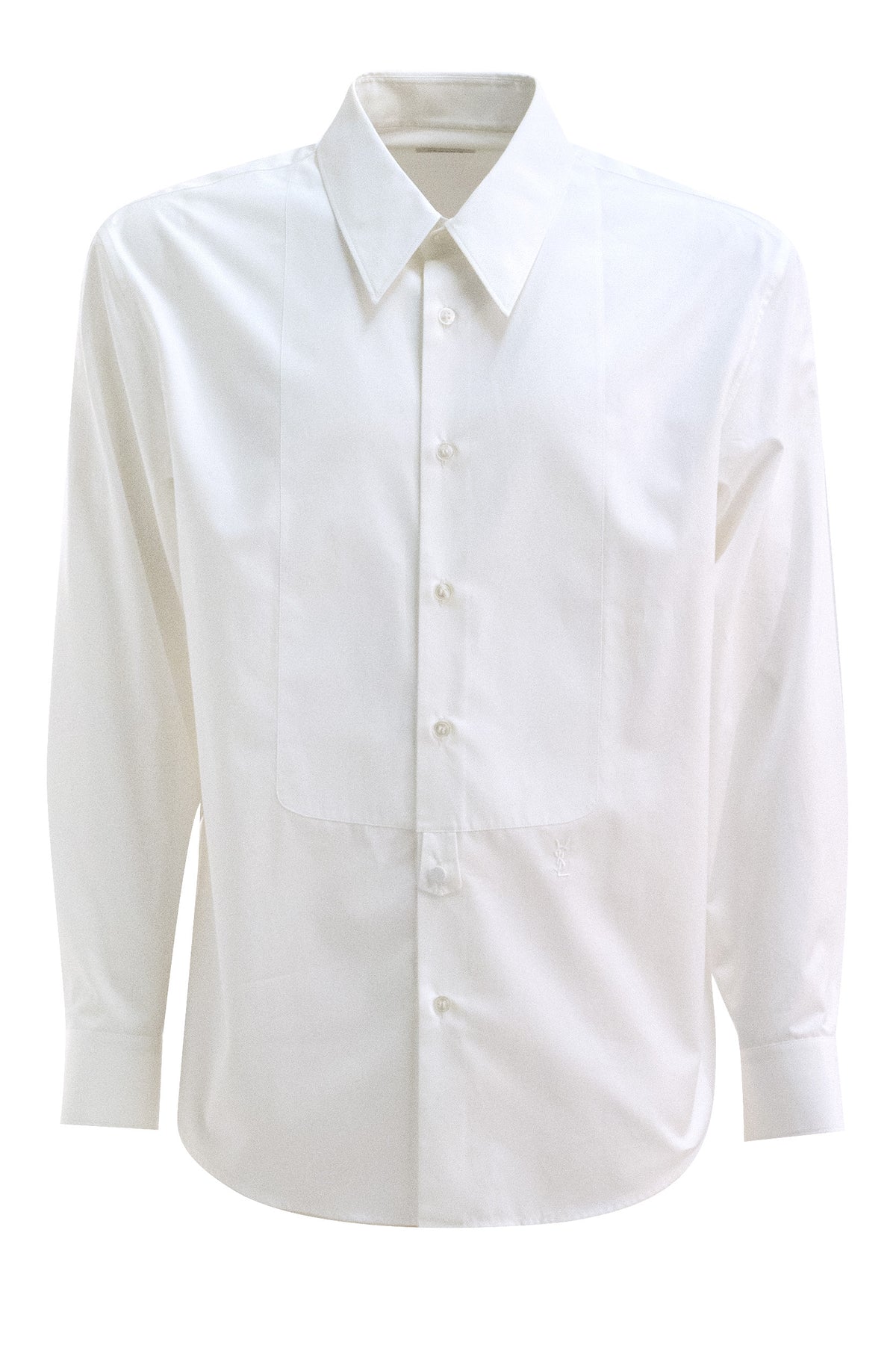 SAINT LAURENT Camicia in popeline di cotone di colore bianco