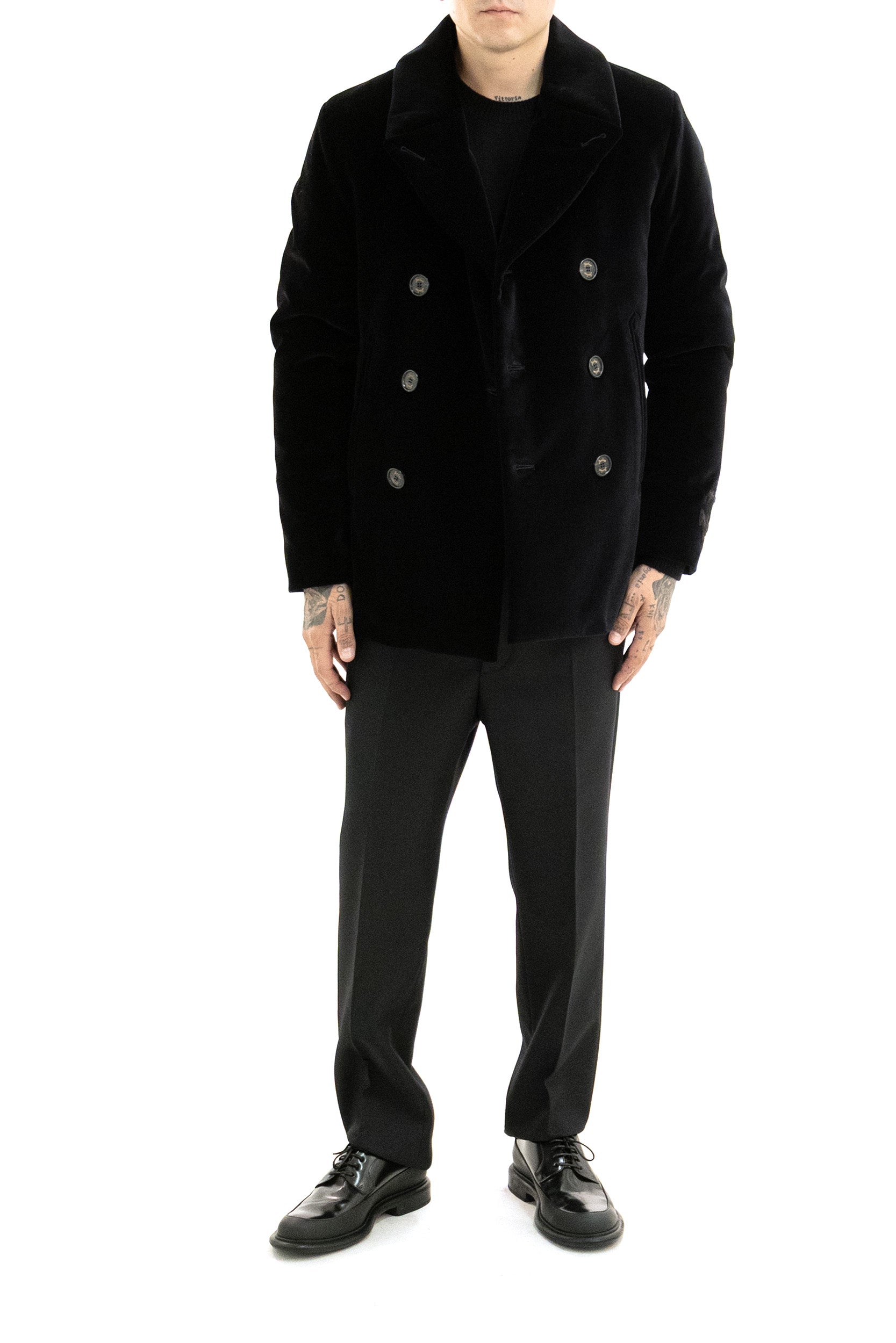 Peacoat in velluto di colore nero<BR/> 41195 96372 36 SEALUP