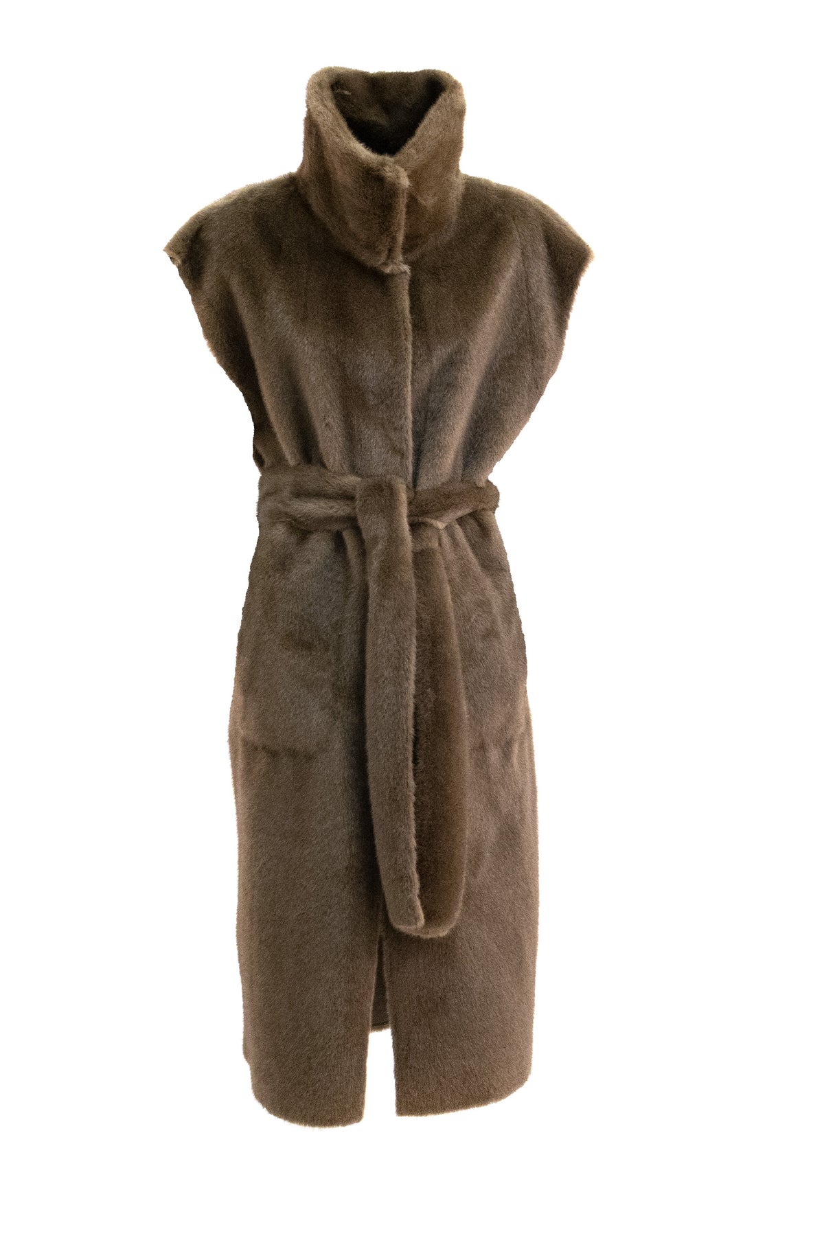 STAND STUDIO Gilet lungo in ecopelliccia di colore marrone
