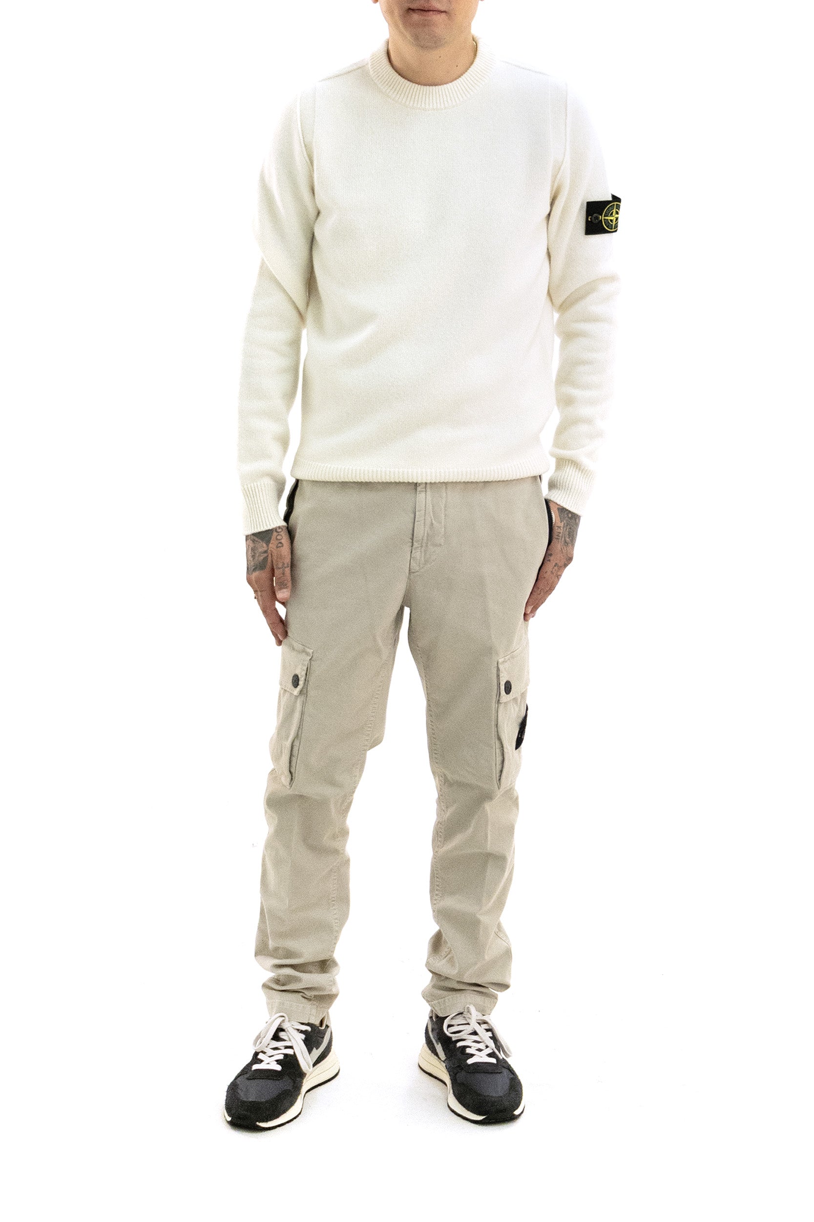Pantalone Cargo in Twill di Cotone Stretch<BR/> L2S153100034 S00L1 V0195 STONE ISLAND