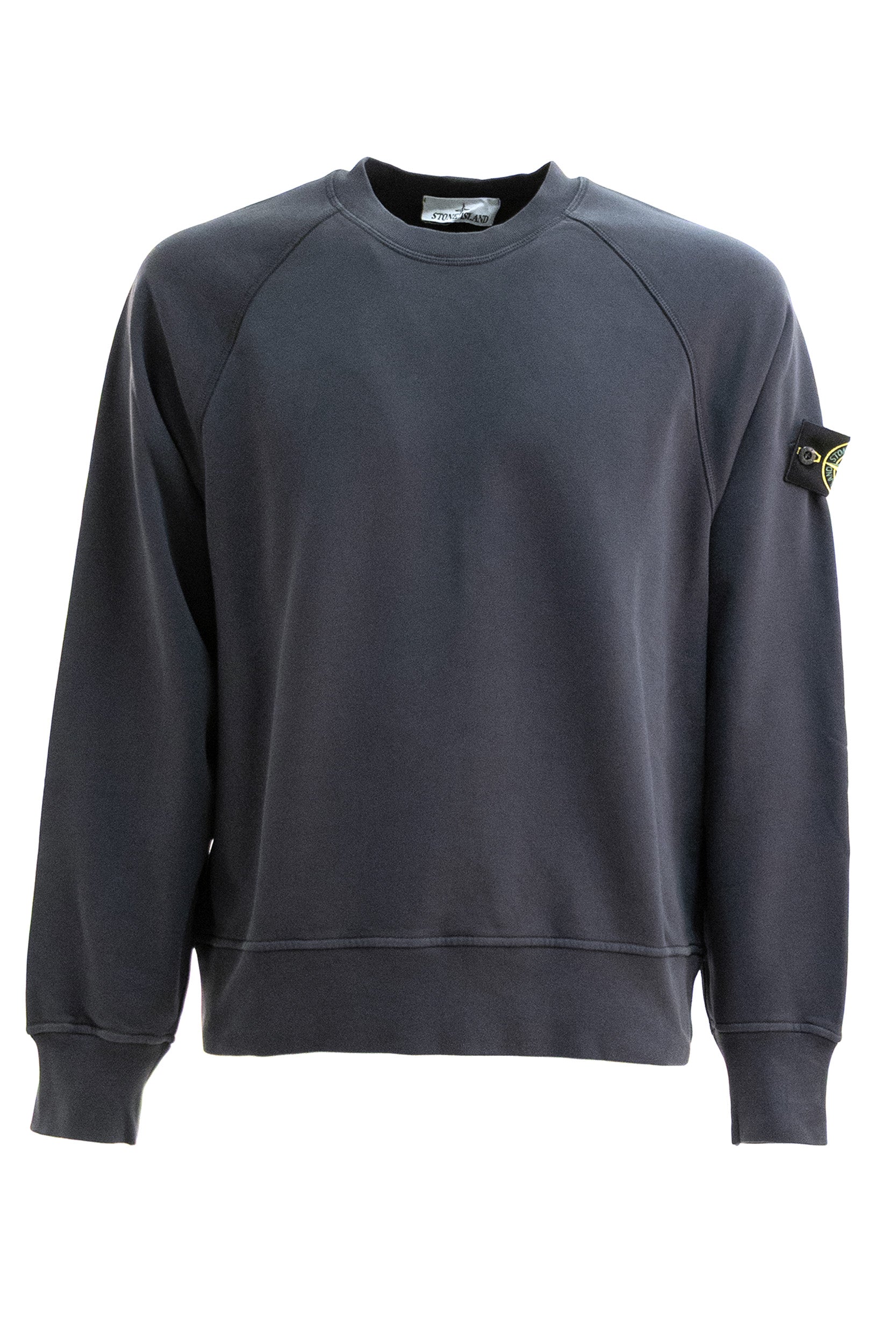 Felpa in cotone di colore blu<BR/> L2S156100008 S0051 V002A STONE ISLAND