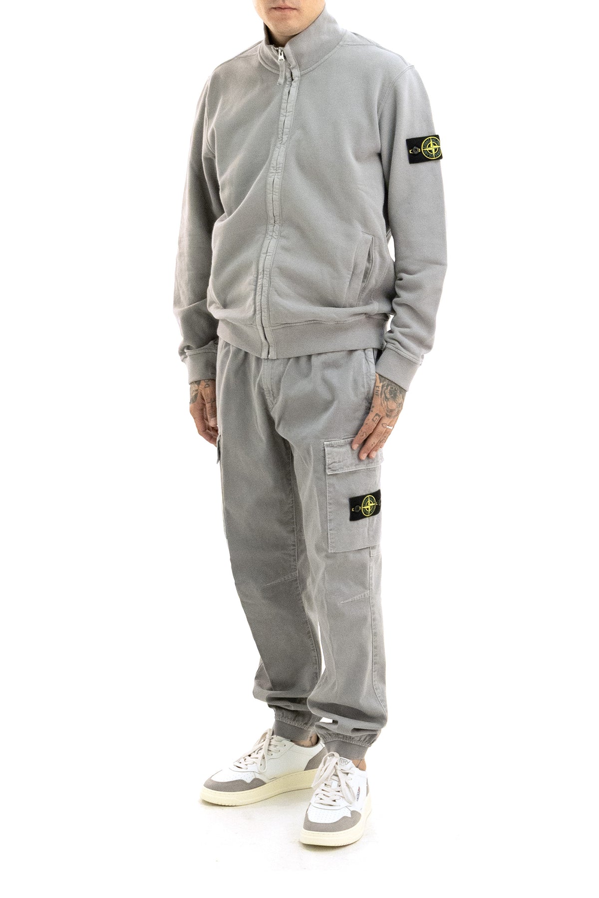 STONE ISLAND Felpa in cotone di colore grigio, vista 2