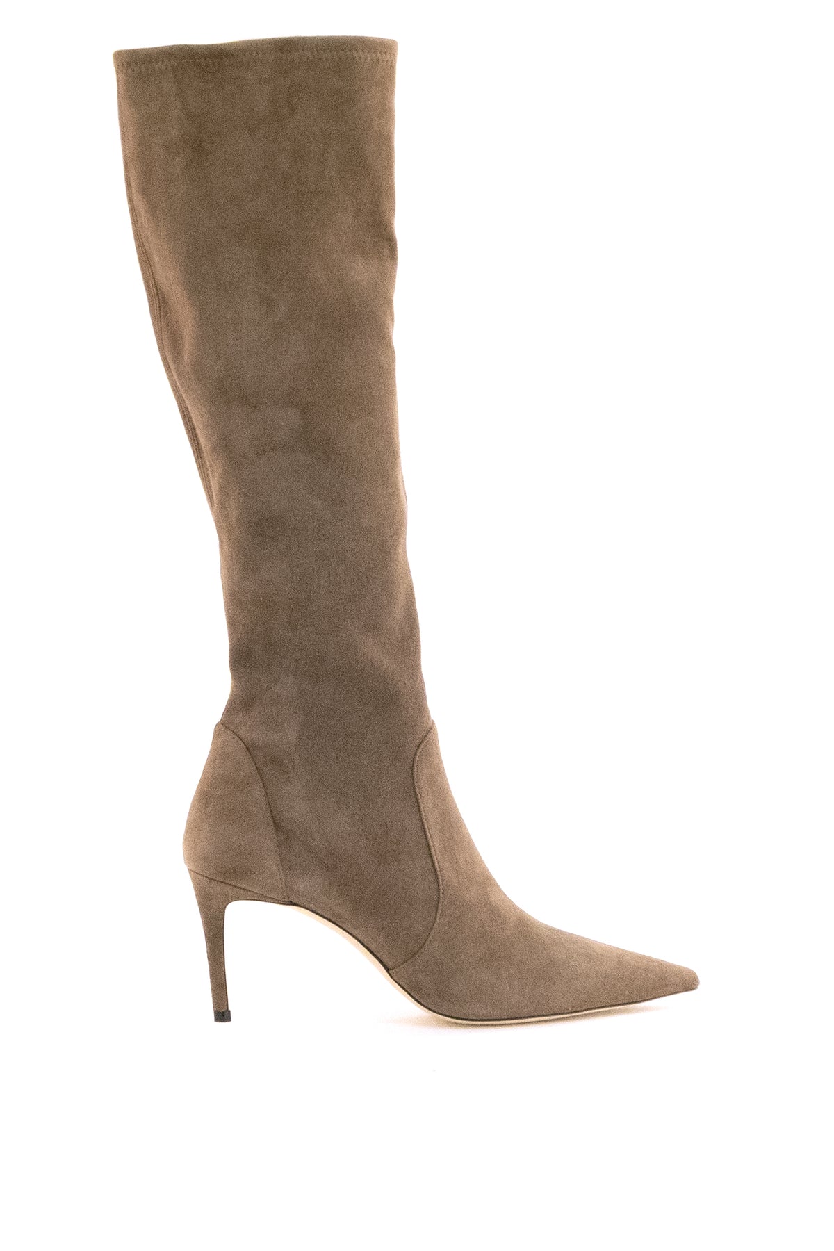 STUART WEITZMAN Stuart Power boots in taupe stretch suede, Brown