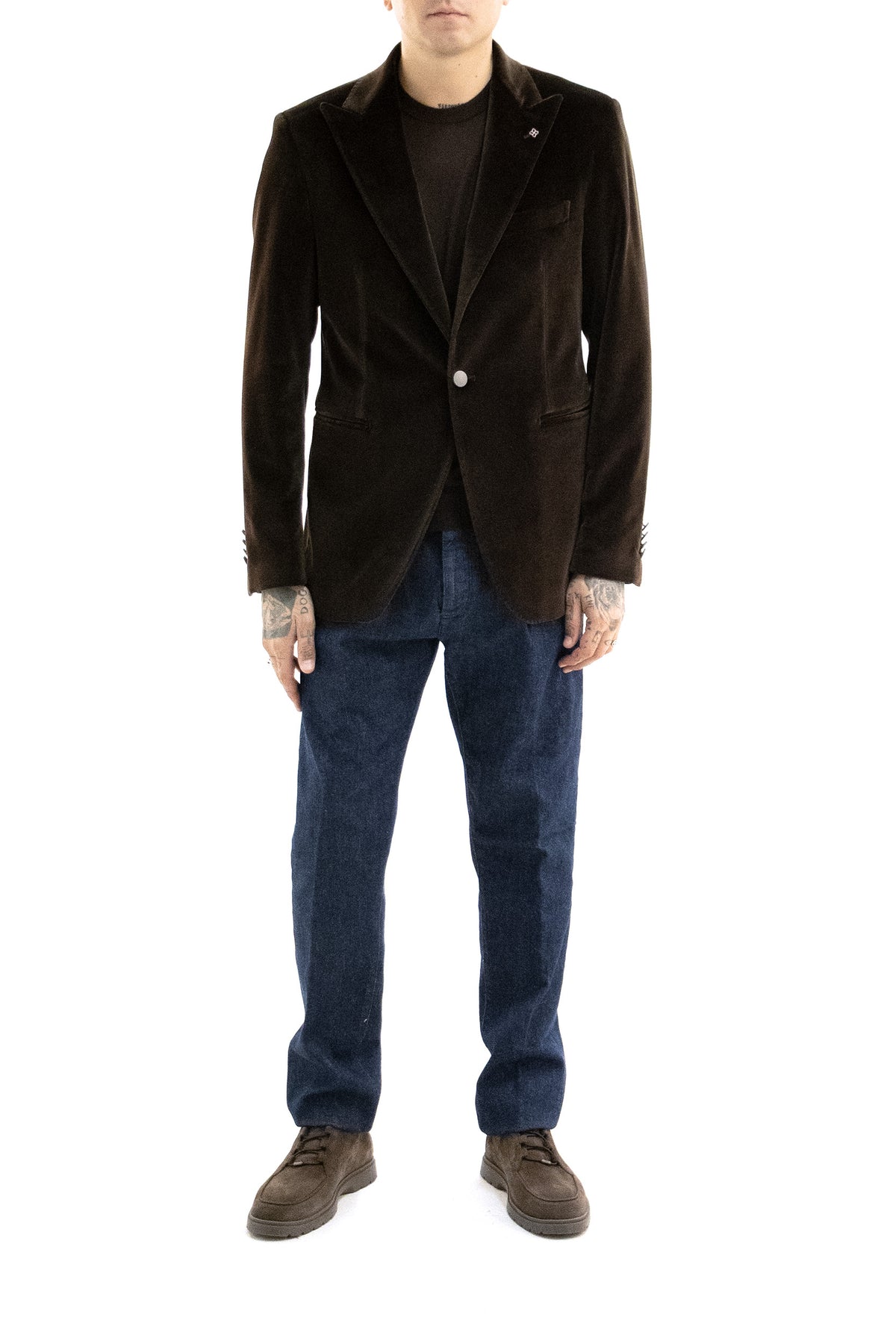 TAGLIATORE Brown velvet jacket, view 2