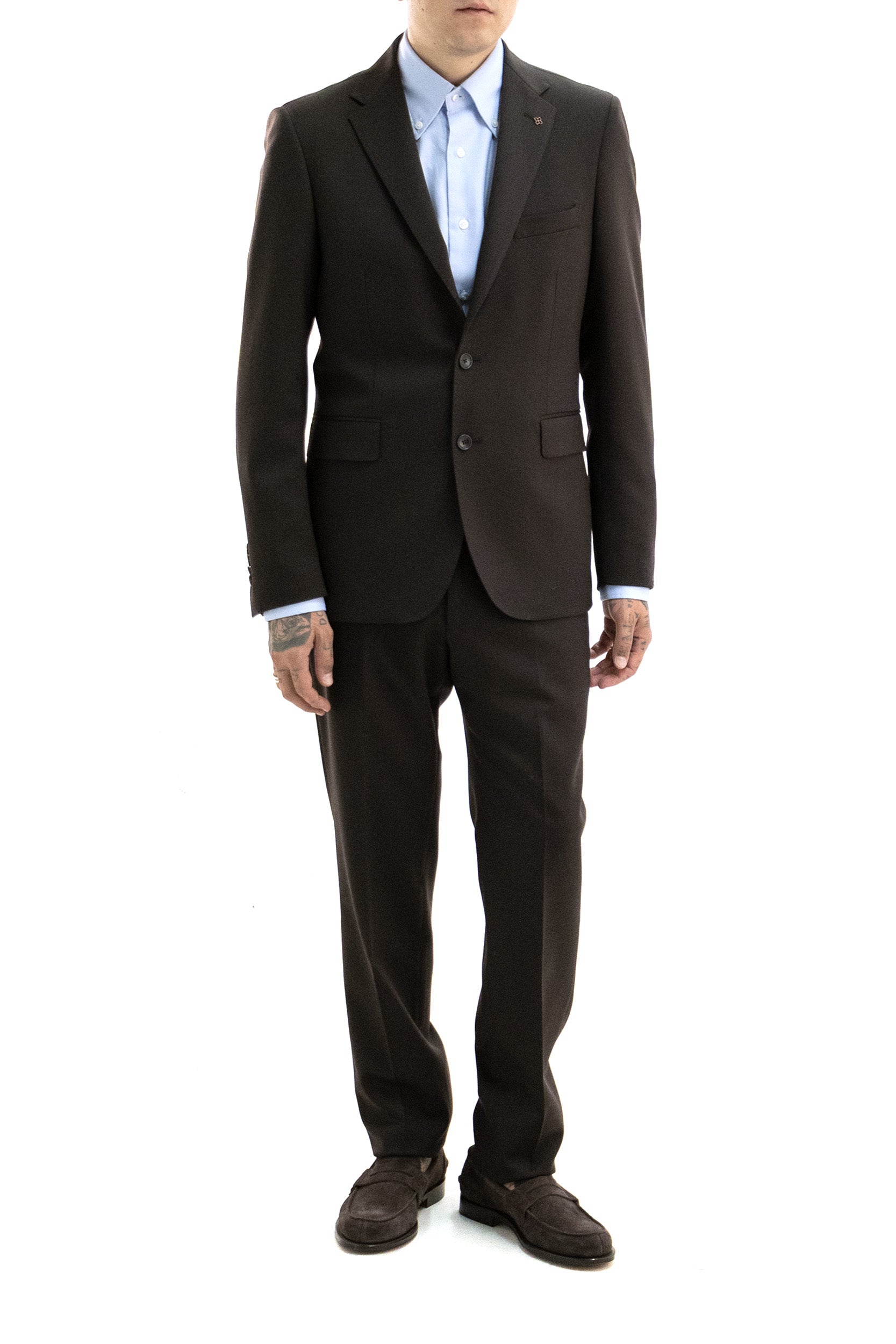 Abito monopetto in lana di colore marrone <BR/> 2FBR22B01 190048U M1236 TAGLIATORE