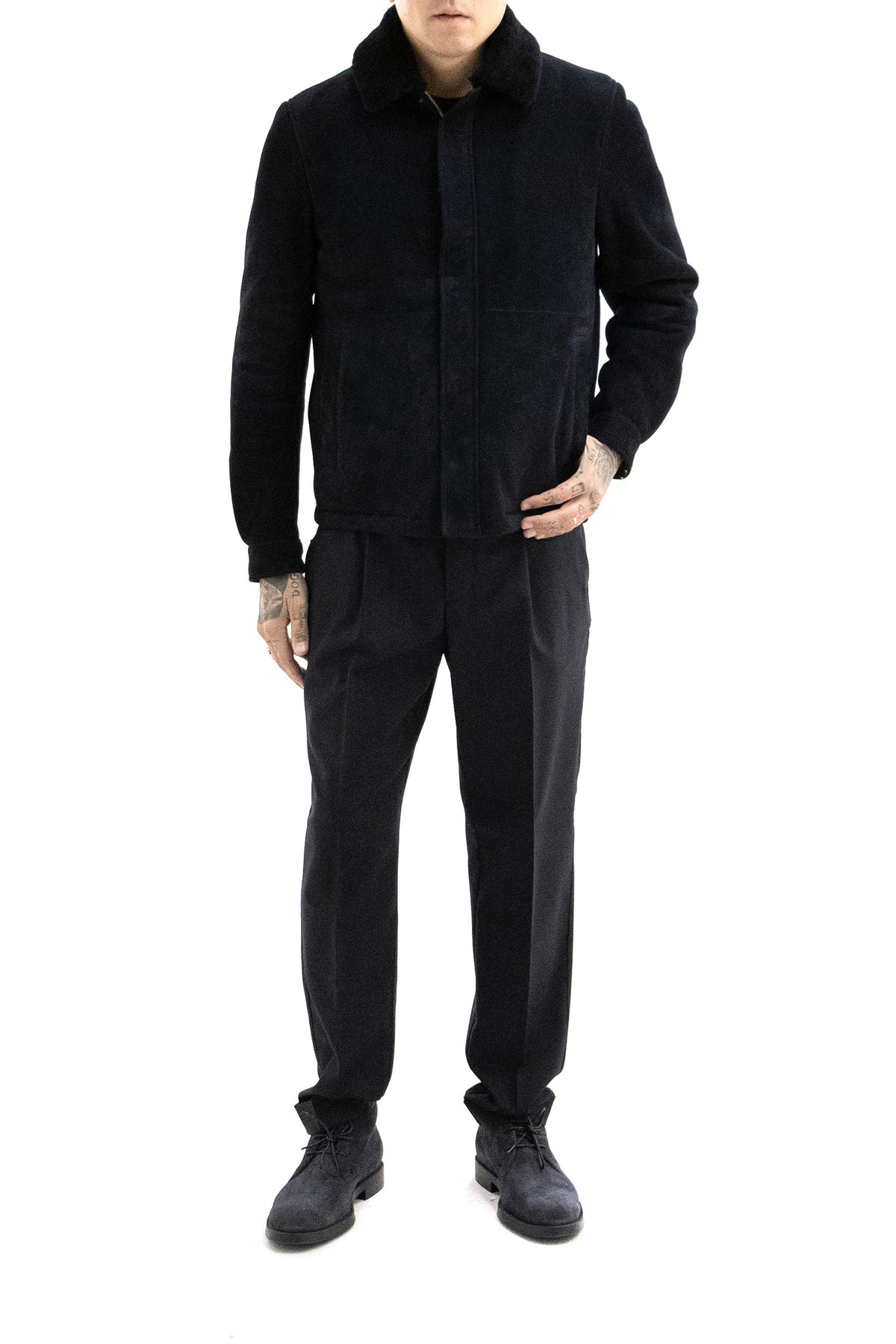 TAGLIATORE Blue suede jacket, view 2