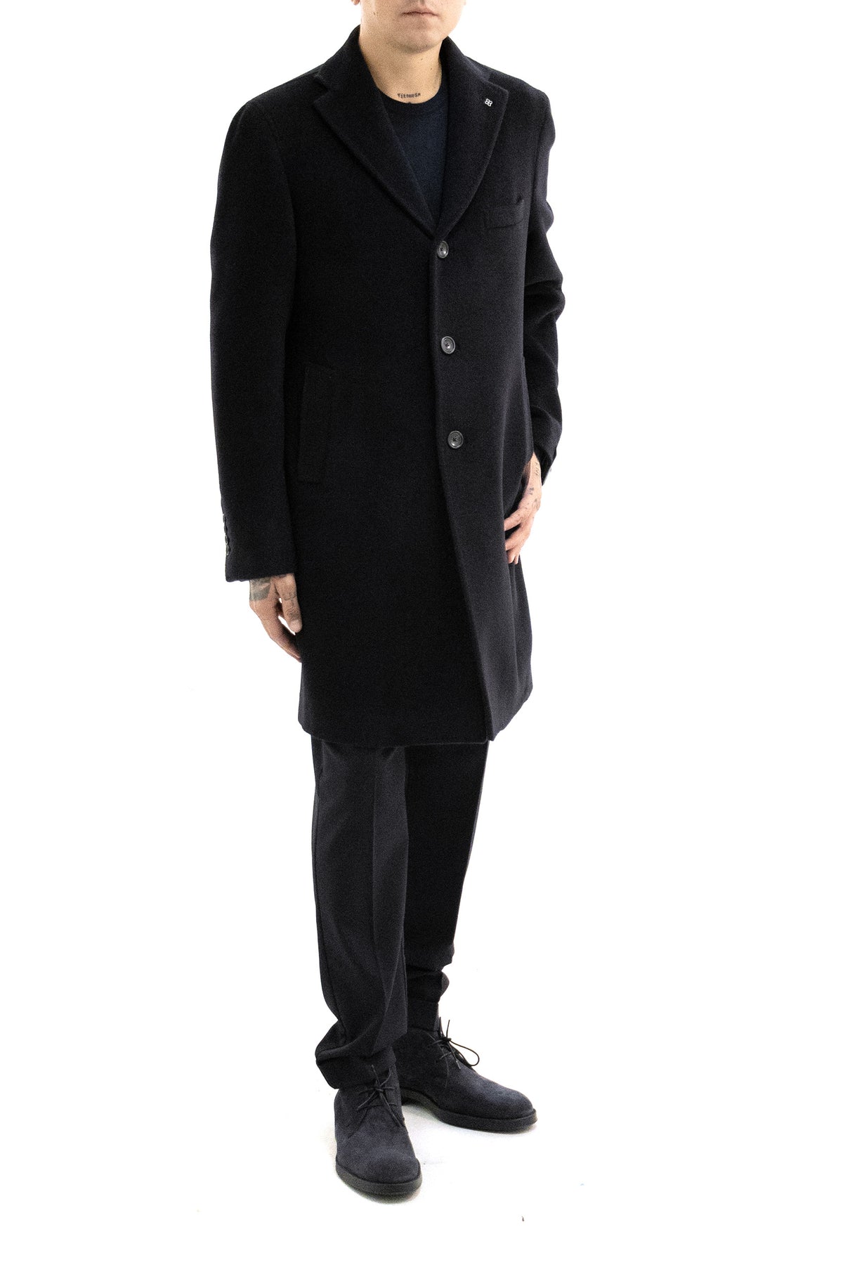TAGLIATORE Cappotto monopetto in lana di colore blu, vista 2