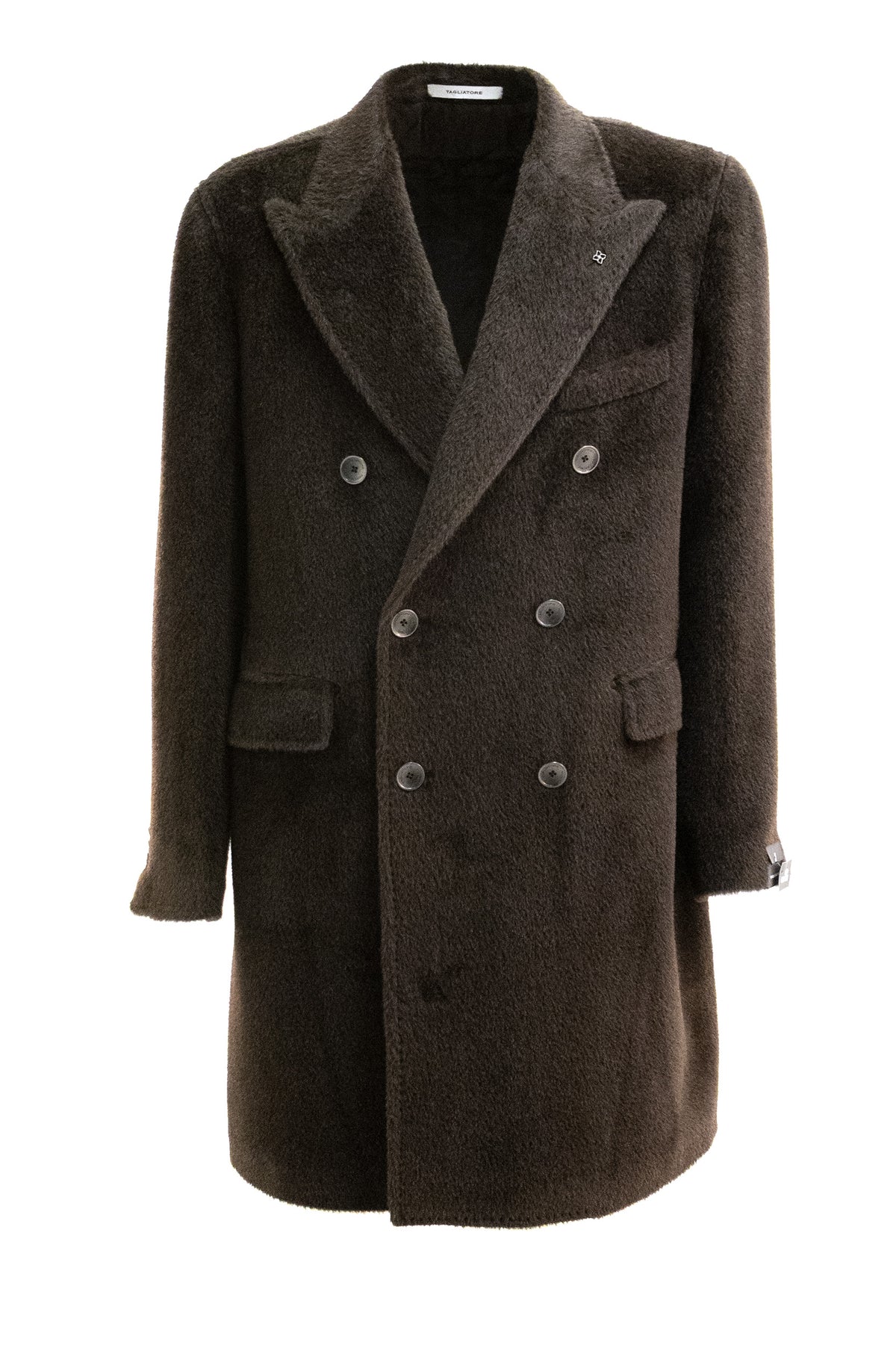 TAGLIATORE Cappotto doppiopetto in alpaca e lana di colore marrone