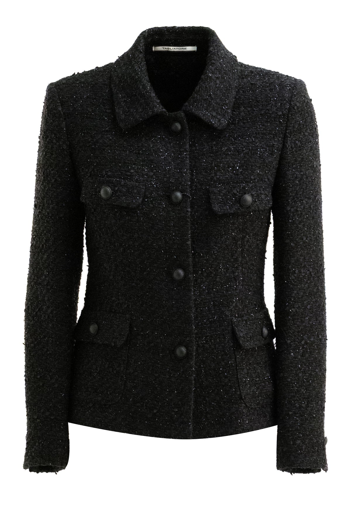 TAGLIATORE Giacca monopetto in tweed e lurex di colore nero
