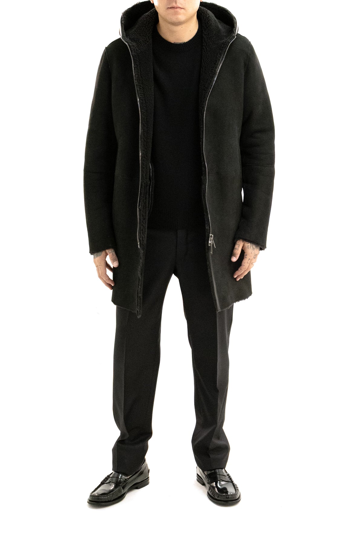 TAGLIATORE Cappotto in montone nero, Black, view 2
