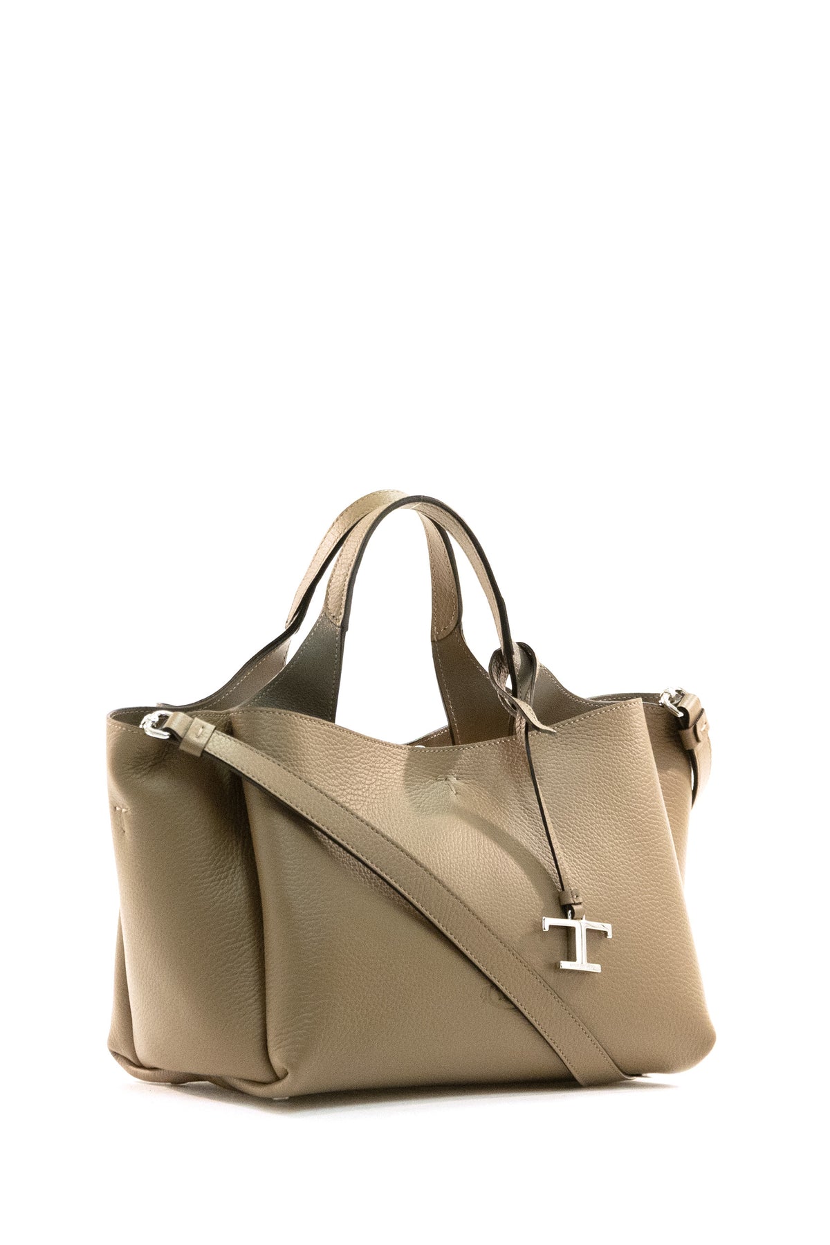 TOD'S Borsa a mano in pelle martellata di colore marrone, Beige, vista 2