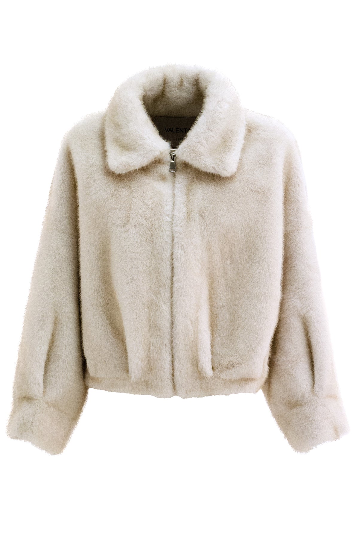 VALENTINI 1972 Giacca in ecopelliccia di colore bianco, Crema