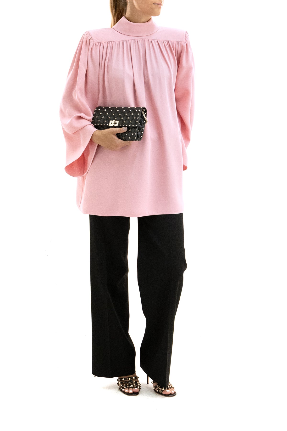 VALENTINO GARAVANI Top in cady di seta di colore rosa, vista 2