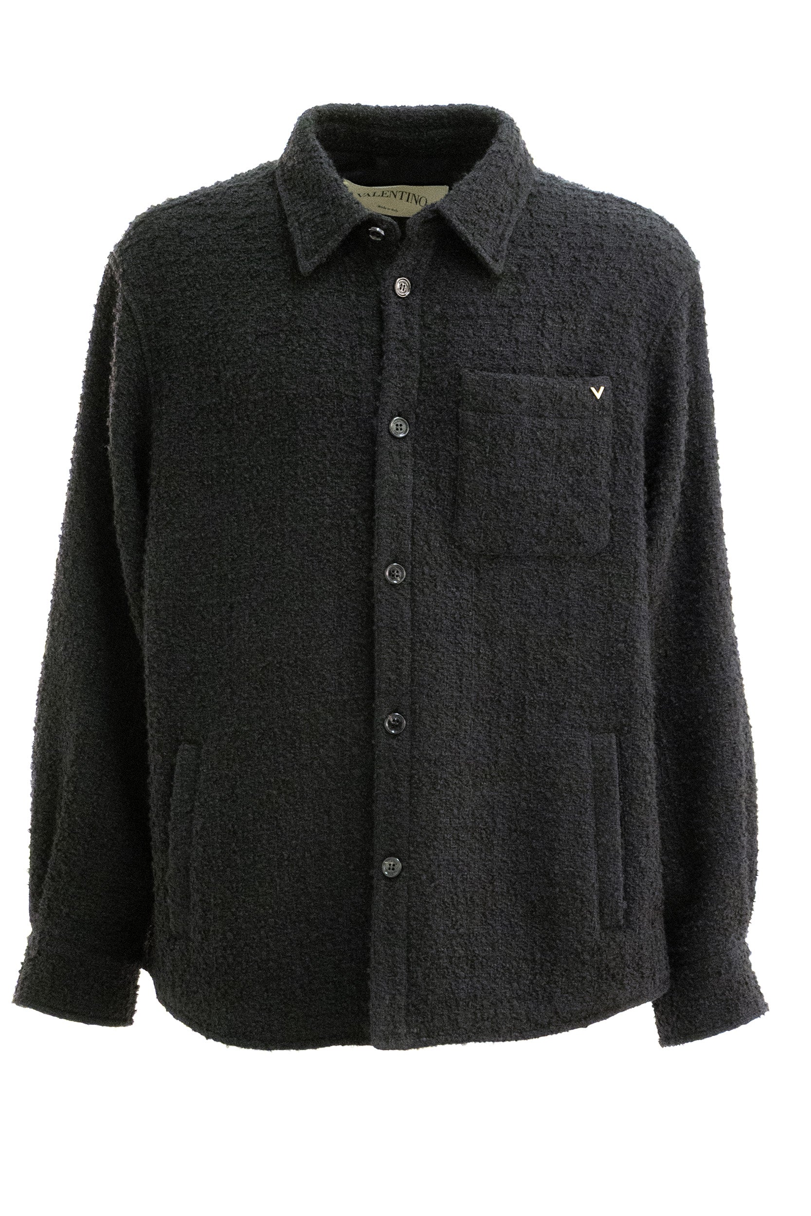 Giacca camicia in Tweed di cotone di colore nero <BR/> 9V3CIO01BL1 0NO VALENTINO GARAVANI