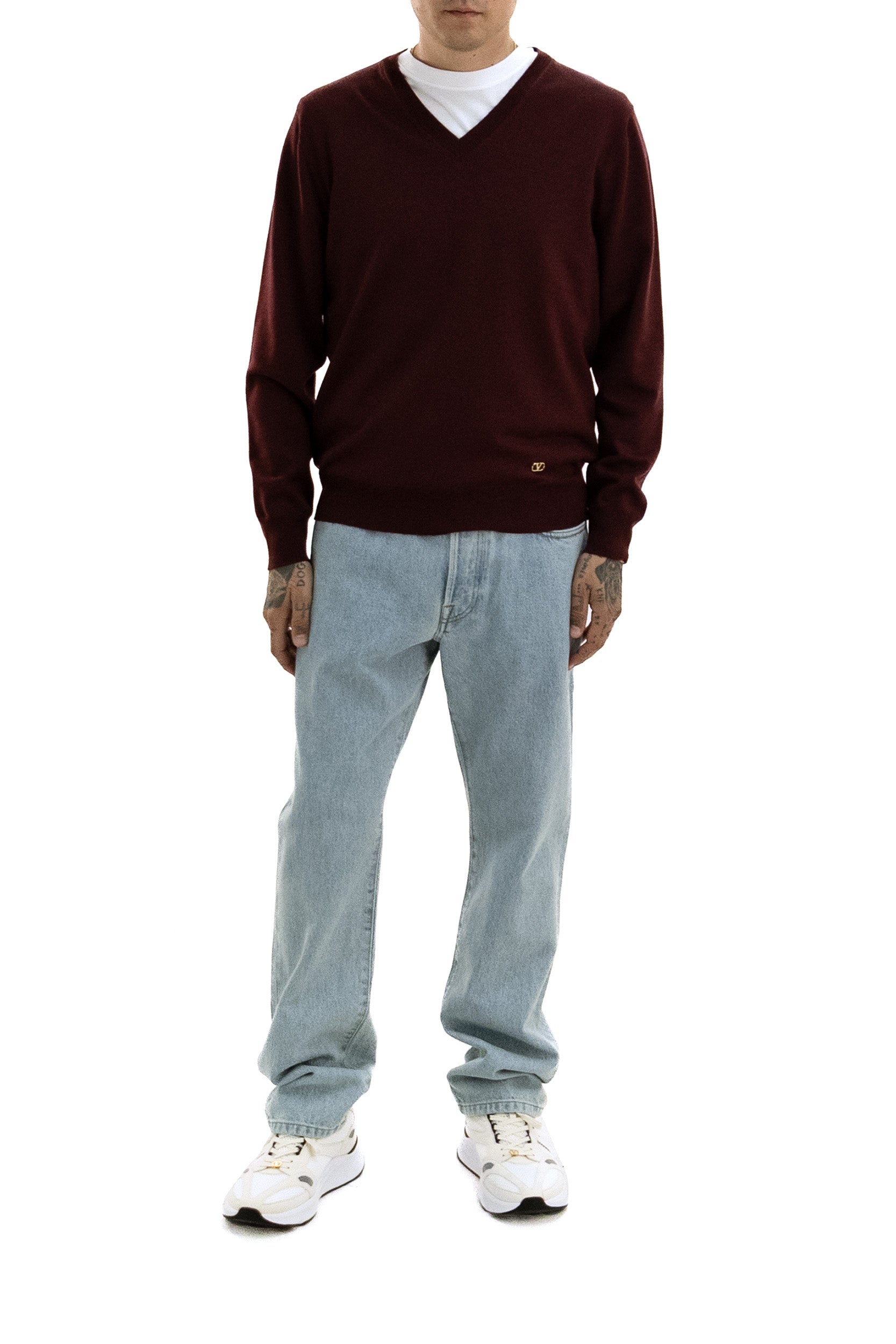Pullover in lana vergine di colore bordeaux<BR/> 9V3KC39BBLY 697 VALENTINO GARAVANI