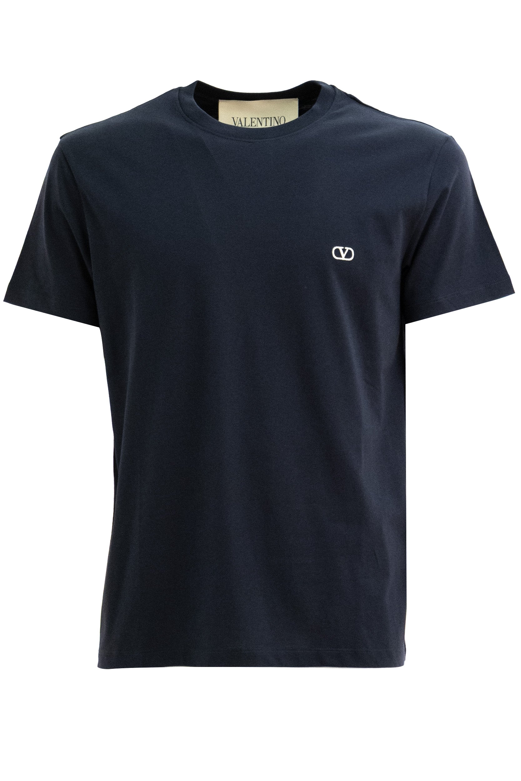 T-shirt in cotone di colore blu <BR/> 9V3MG10VBMM 598 VALENTINO GARAVANI