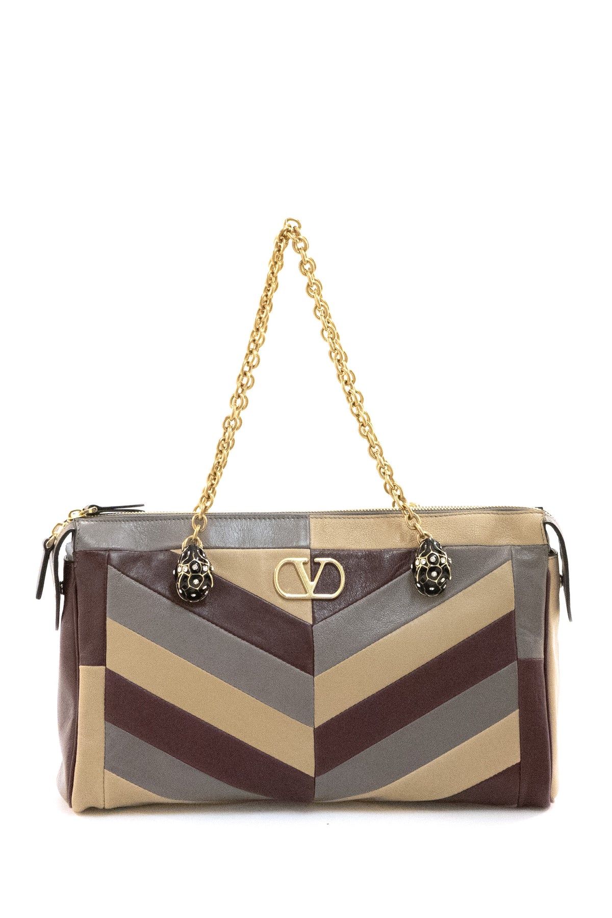 VALENTINO GARAVANI Borsa Panthea in nappa con lavorazione patchwork, Beige