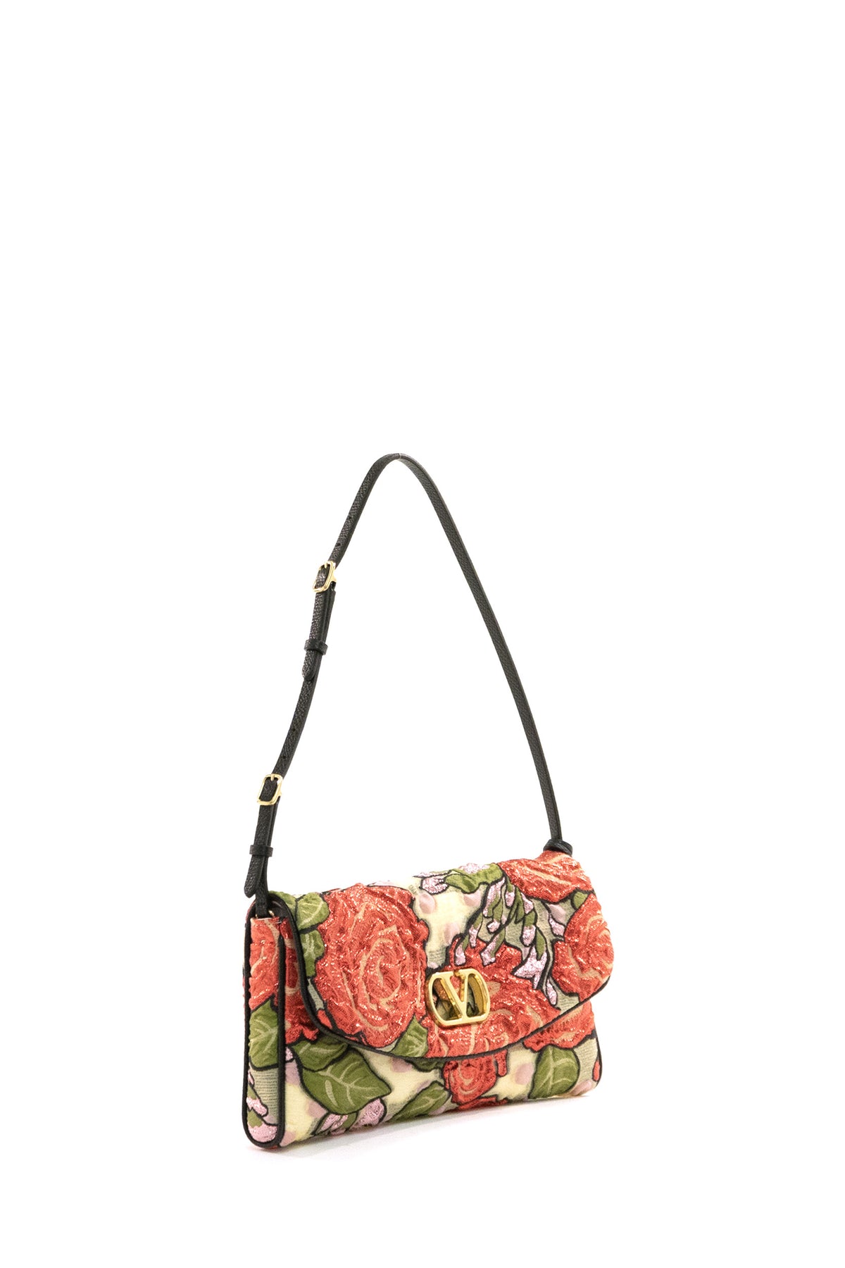 VALENTINO GARAVANI Borsa a spalla DeVain in jacquard floreale, Rosa, vista 2