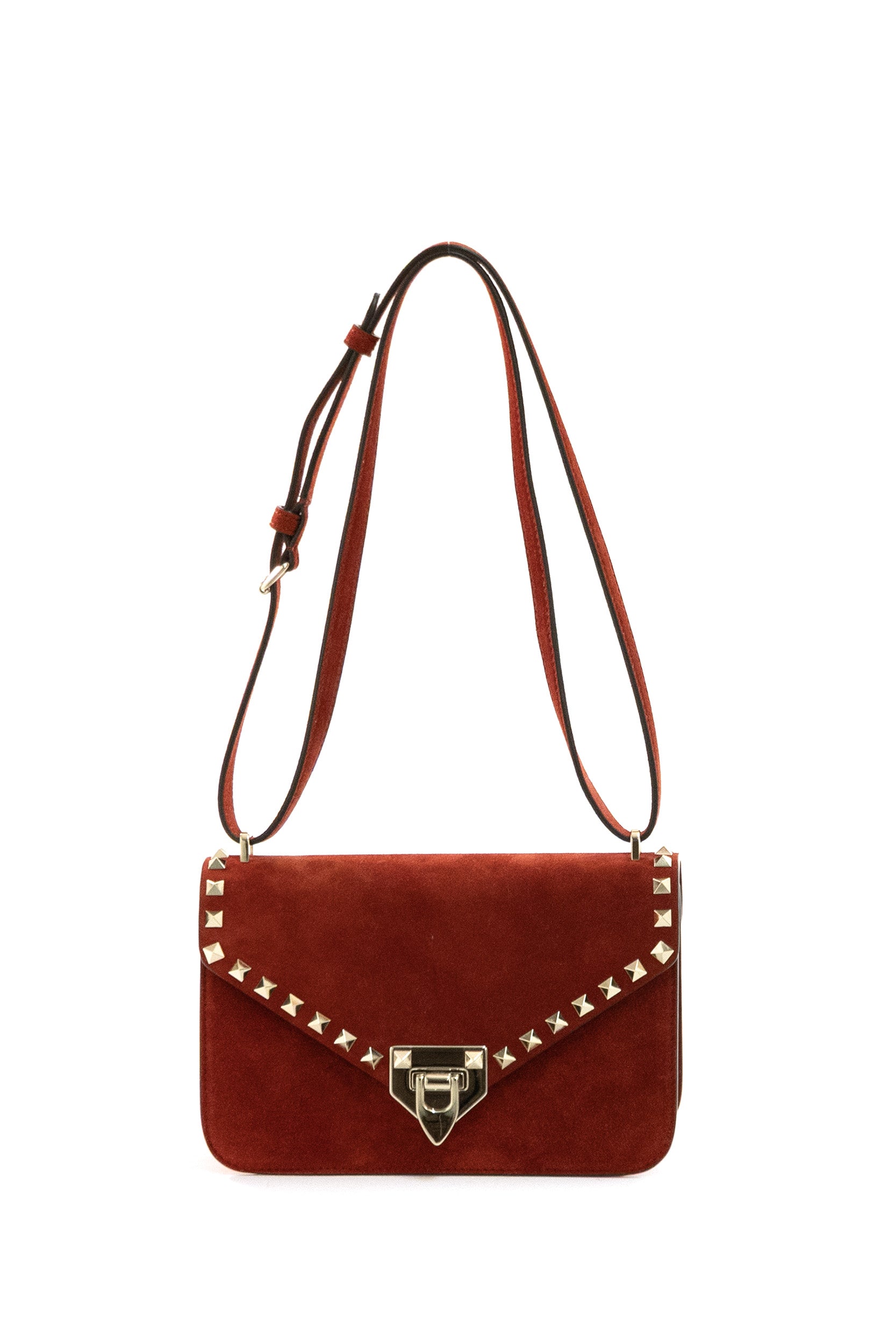 Borsa Piccola Rockstud in Suede di colore rosso<BR/> 9W2B0T76KQQ AQS VALENTINO GARAVANI