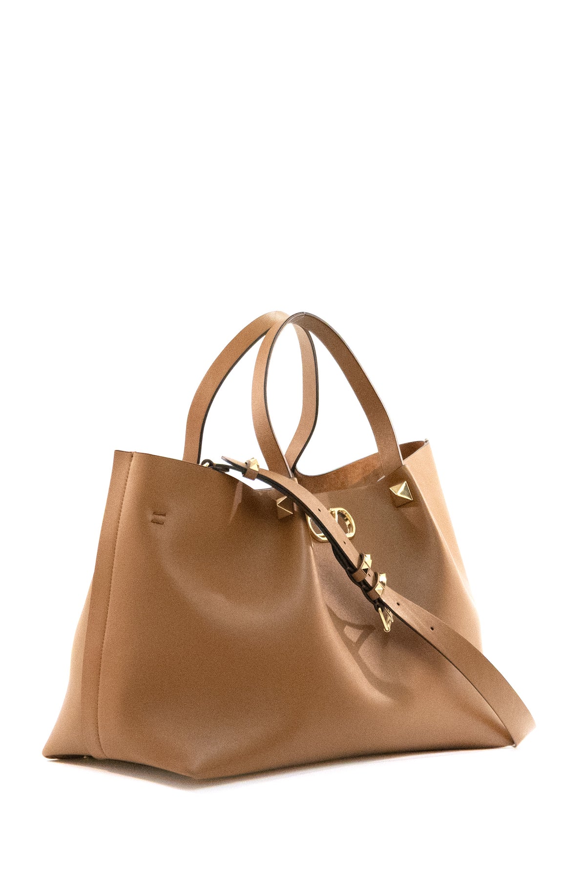 VALENTINO GARAVANI Borsa shopping VLogo Signature large in pelle color nocciola, Beige, vista 2