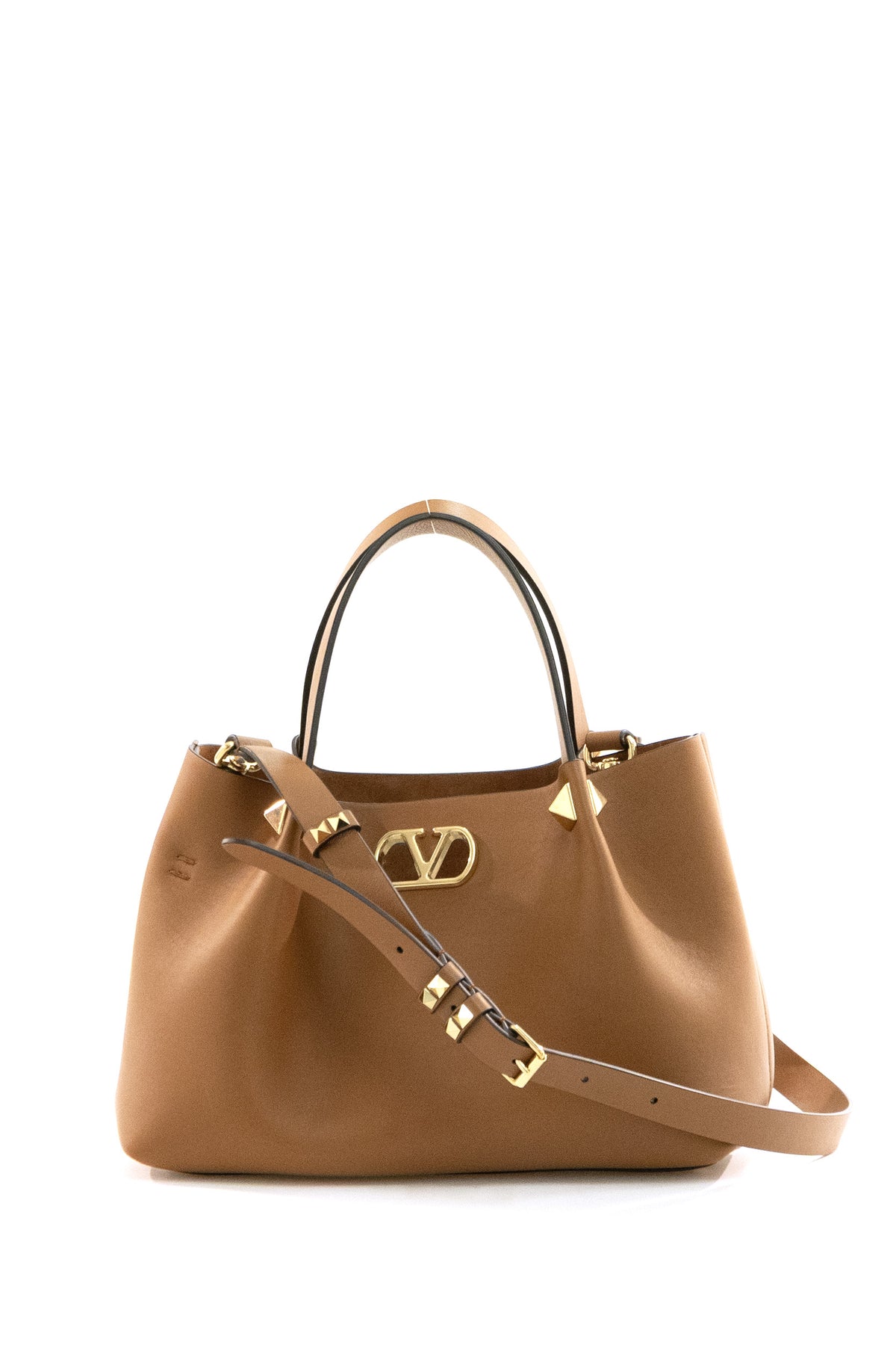 VALENTINO GARAVANI Light brown leather small shopping bag, Beige