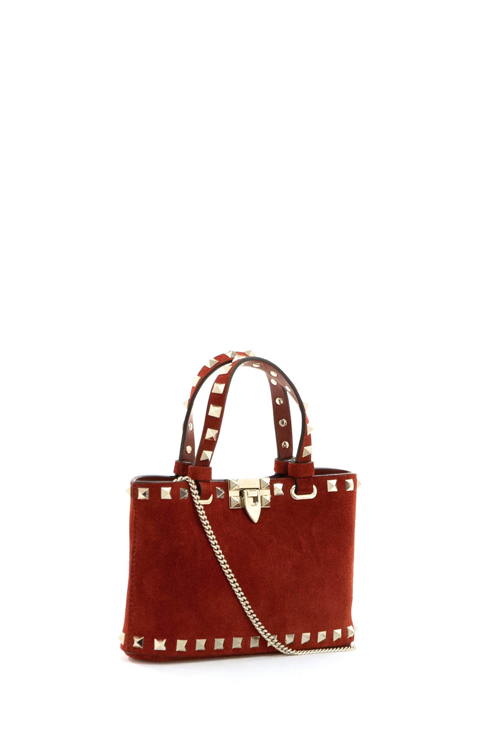 Mini Borsa Rockstud in Suede di colore rosso<BR/> 9W2P0AT0KQQ AQS VALENTINO GARAVANI