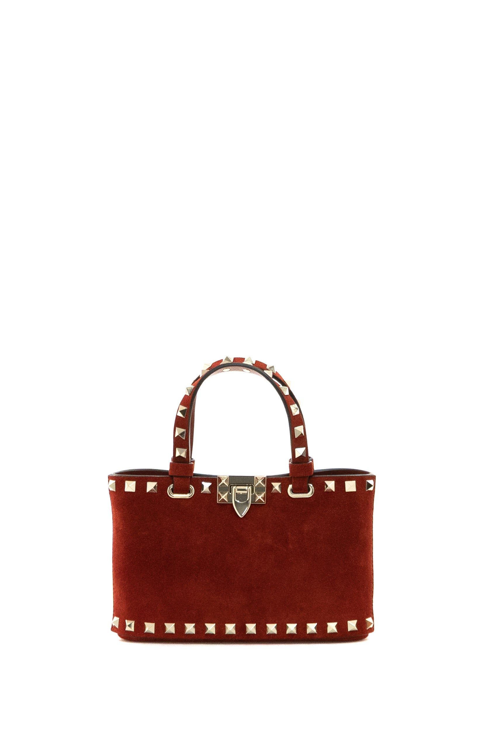 Mini Borsa Rockstud in Suede di colore rosso<BR/> 9W2P0AT0KQQ AQS VALENTINO GARAVANI
