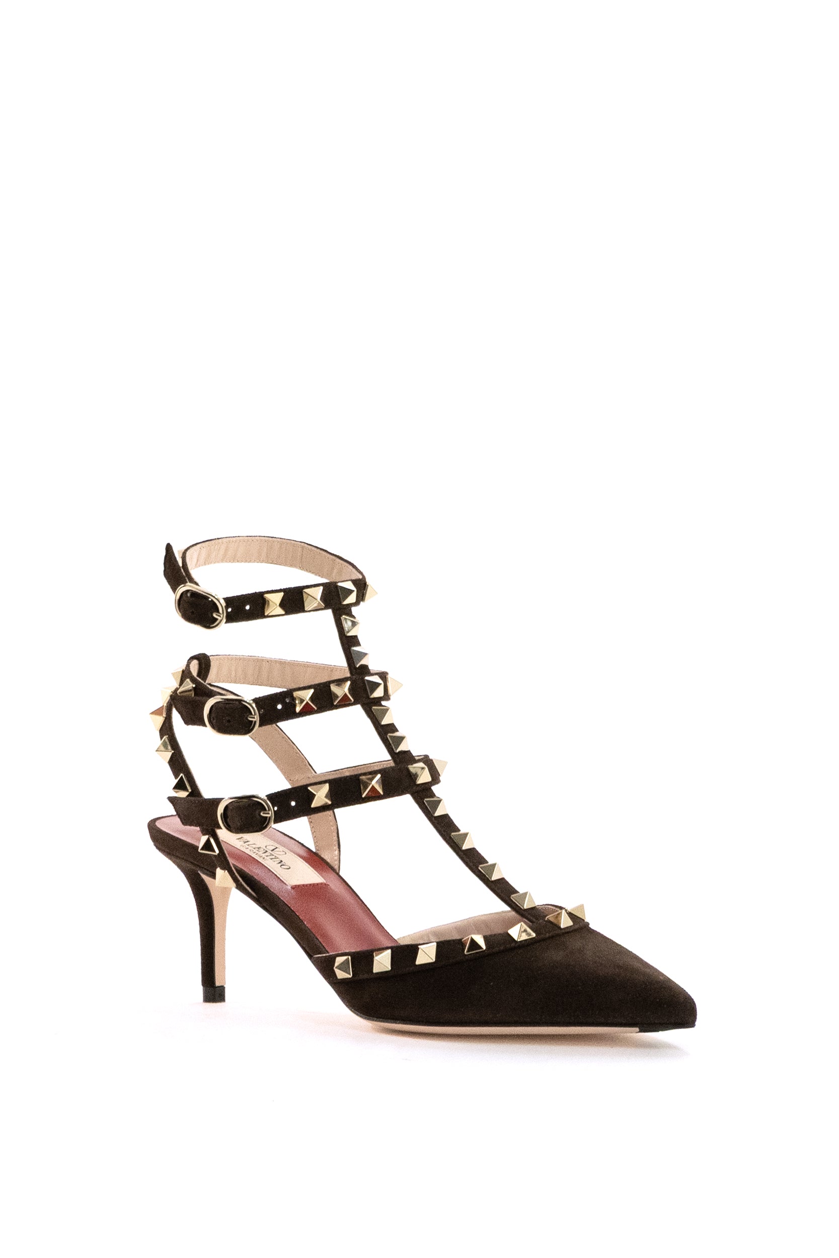 Décolleté Rockstud in suede di colore marrone<BR/> 9W2S0375CVB 0TO VALENTINO GARAVANI