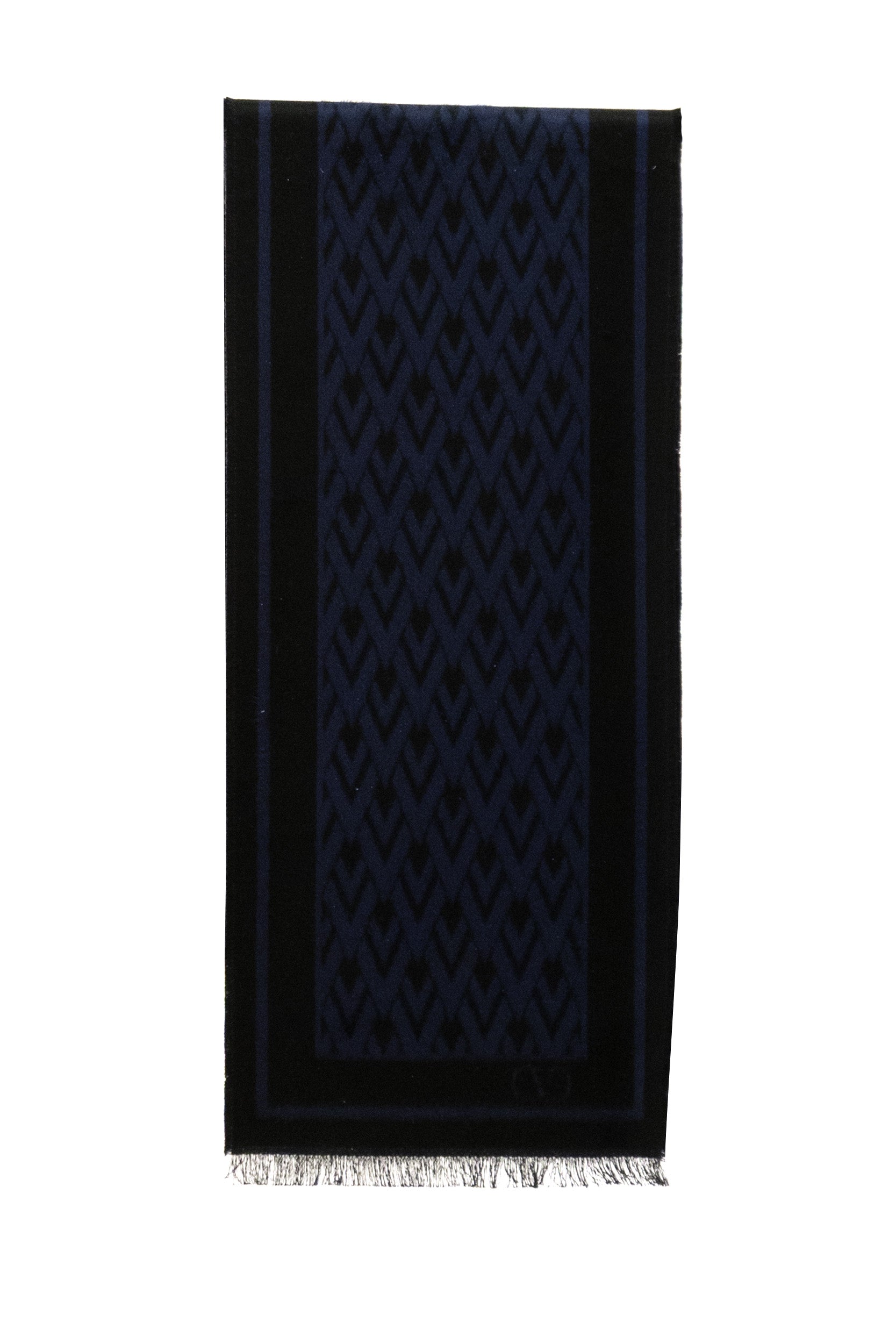 Sciarpa in seta con motivo Toute La V di colore blu e nero<BR/> 9Y2EN00GHBS 1VF VALENTINO GARAVANI