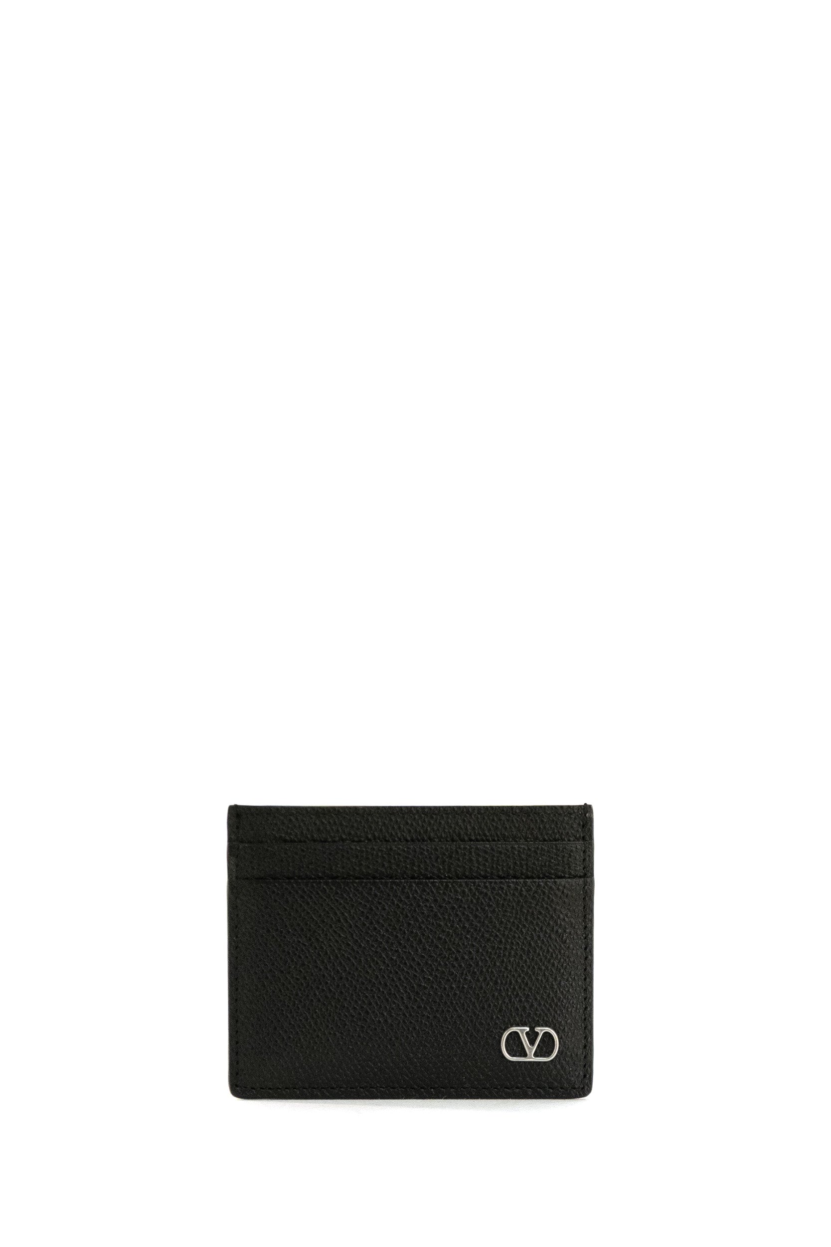 Portacarte VLogo Signature in Vitello Granato di colore nero<BR/> 9Y2P0AP4UAG 0NO VALENTINO GARAVANI