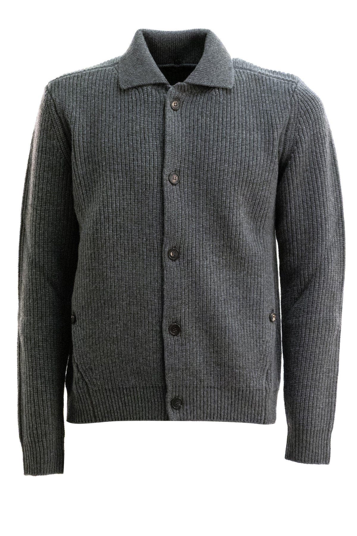ZANONE Cardigan in lana a coste di colore grigio