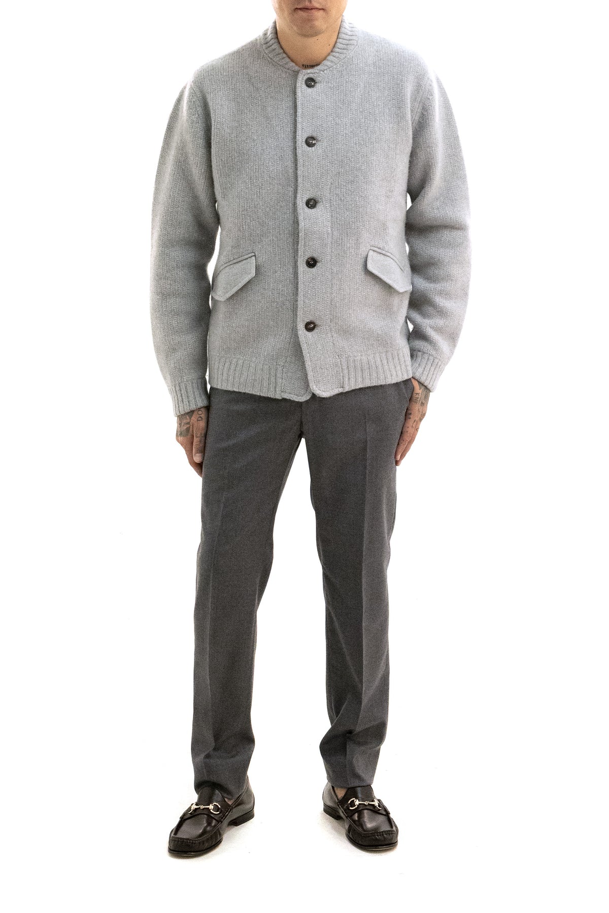 ZANONE Cardigan in lana e cashmere di colore grigio, vista 2