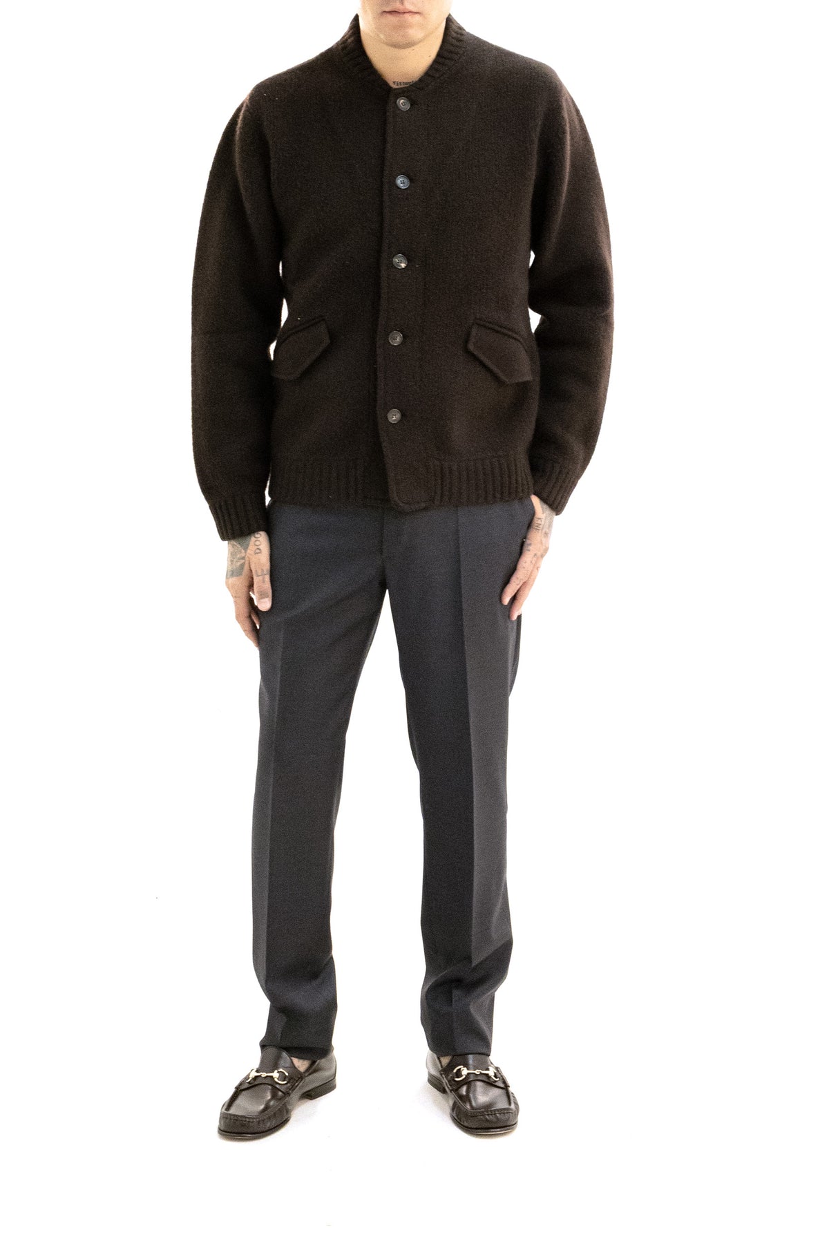 ZANONE Cardigan in lana e cashmere di colore marrone, vista 2