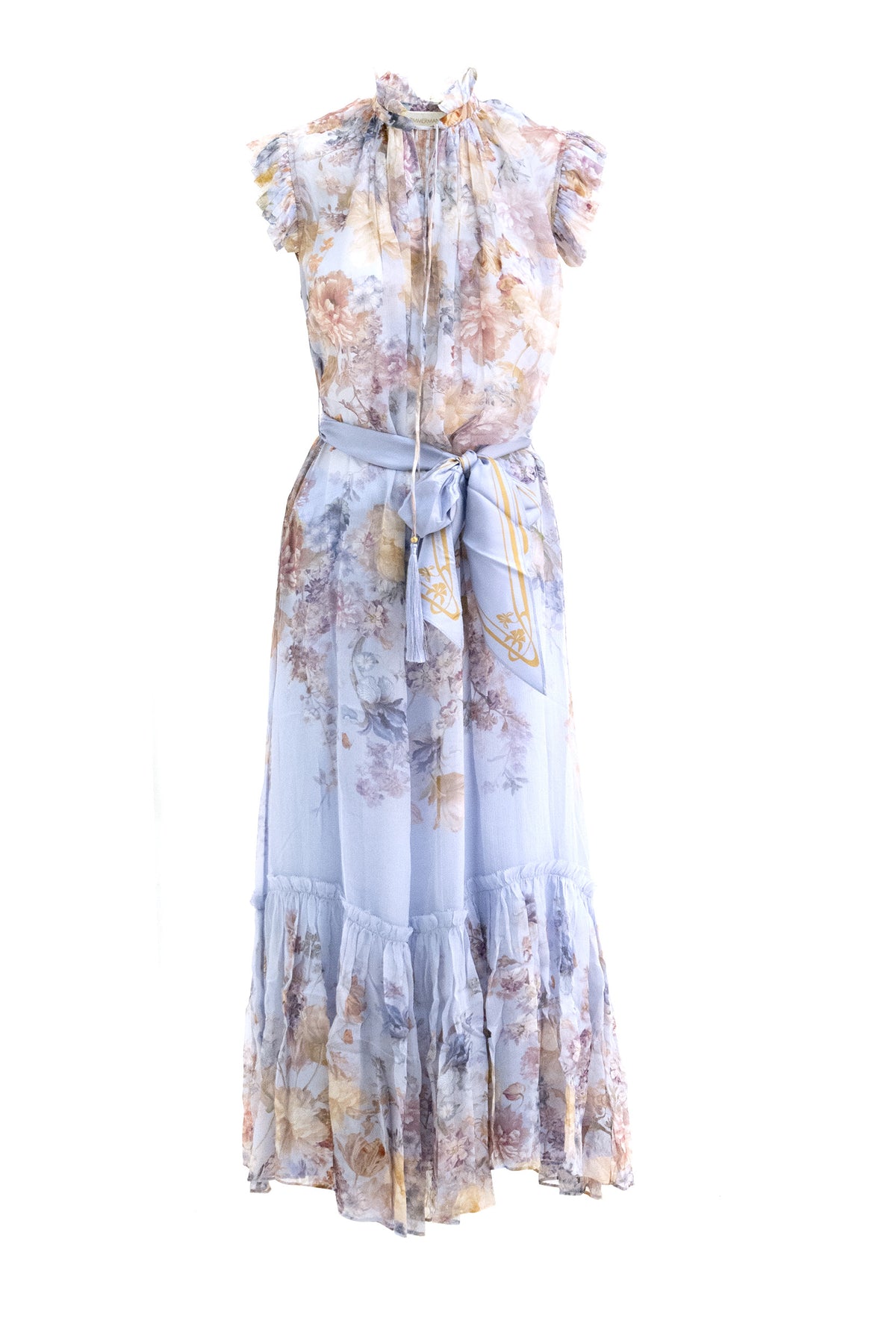 ZIMMERMANN Light blue midi dress with multicolored floral print