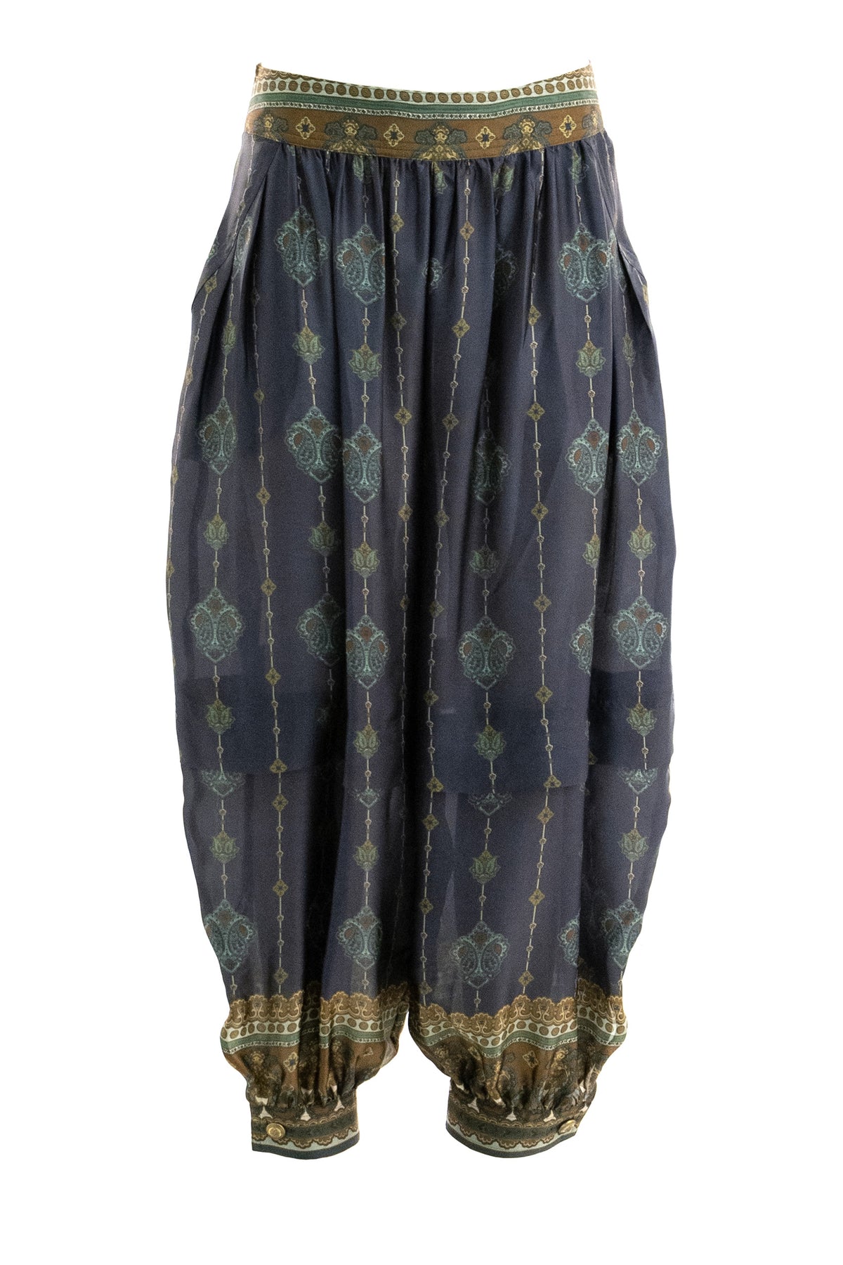 ZIMMERMANN Pantaloni in seta blu fantasia, Blue