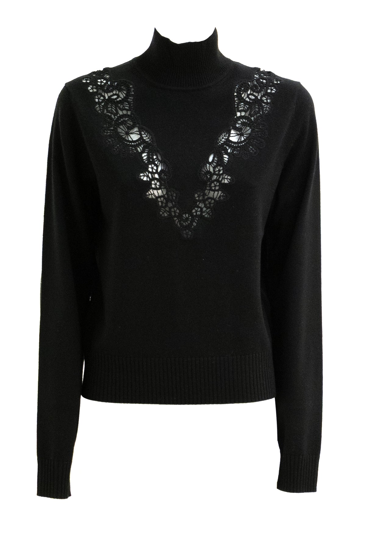 ZIMMERMANN Maglia in lana e pizzo di colore nero