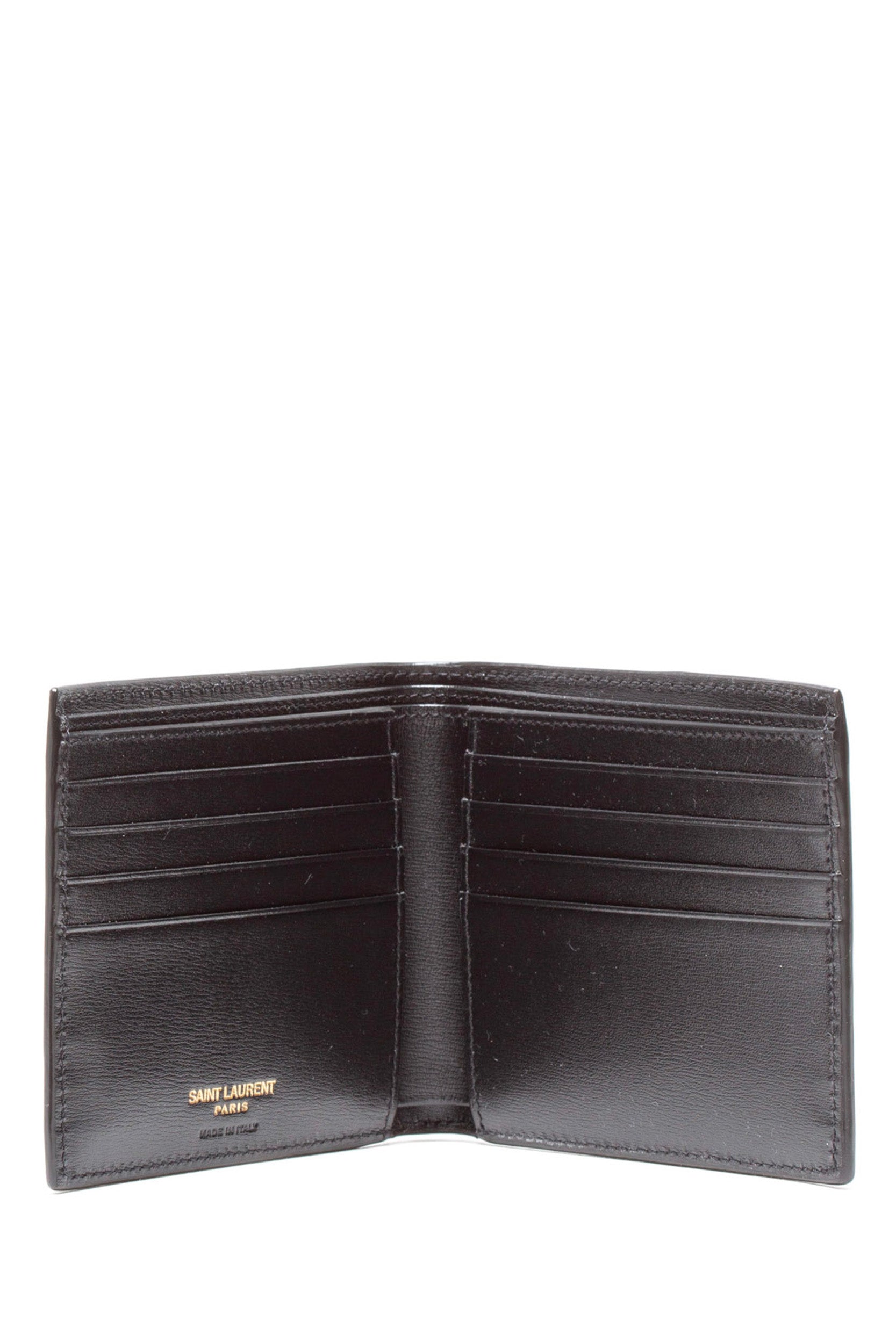 Portafoglio Tiny Cassandre in pelle liscia opaca di colore nero 607727 02G0W 1000 SAINT LAURENT