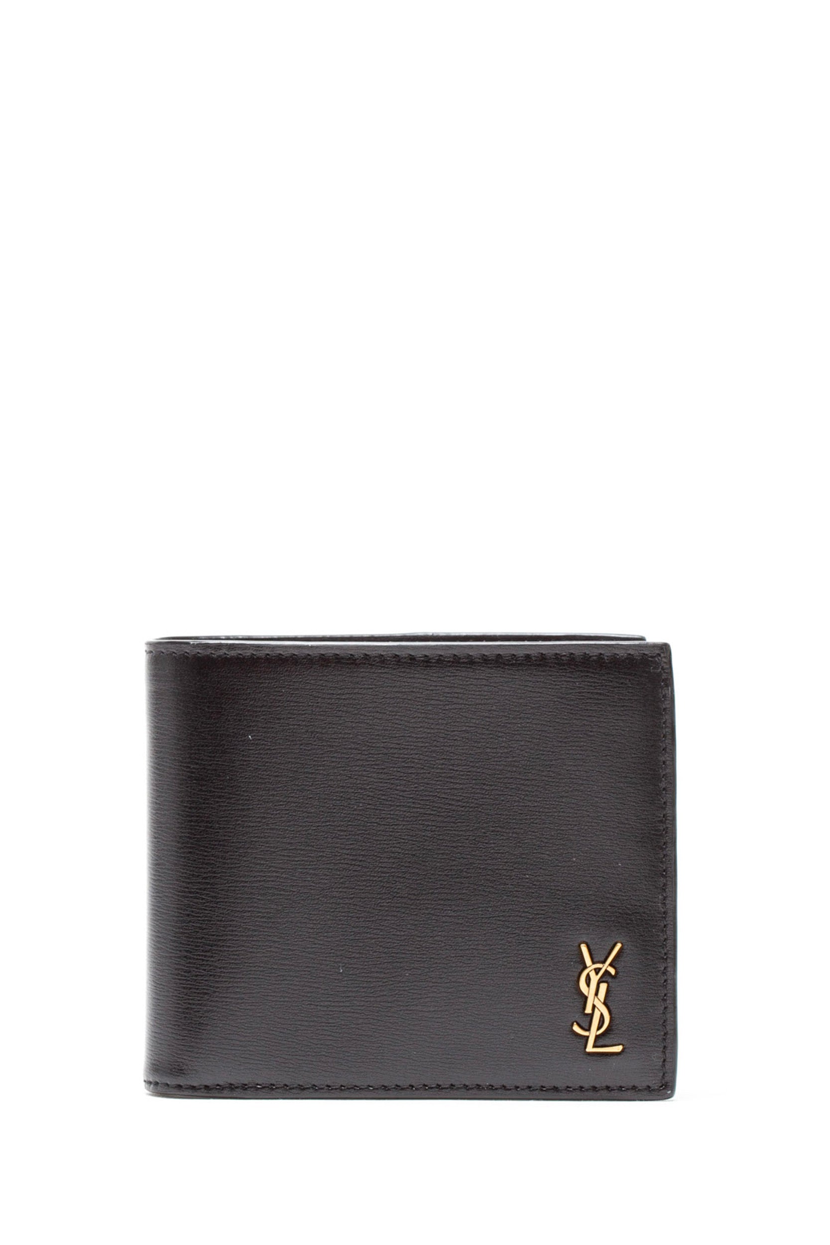 Portafoglio Tiny Cassandre in pelle liscia opaca di colore nero 607727 02G0W 1000 SAINT LAURENT