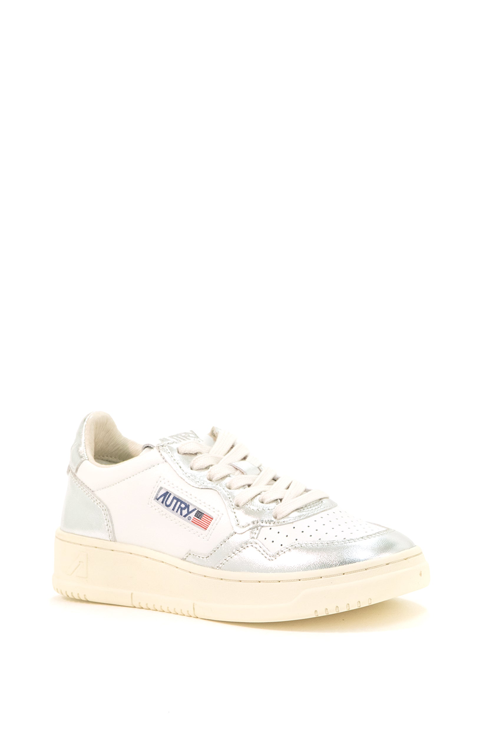 Sneakers basse bianche e argento AULW WB18 WHT/SILVER AUTRY