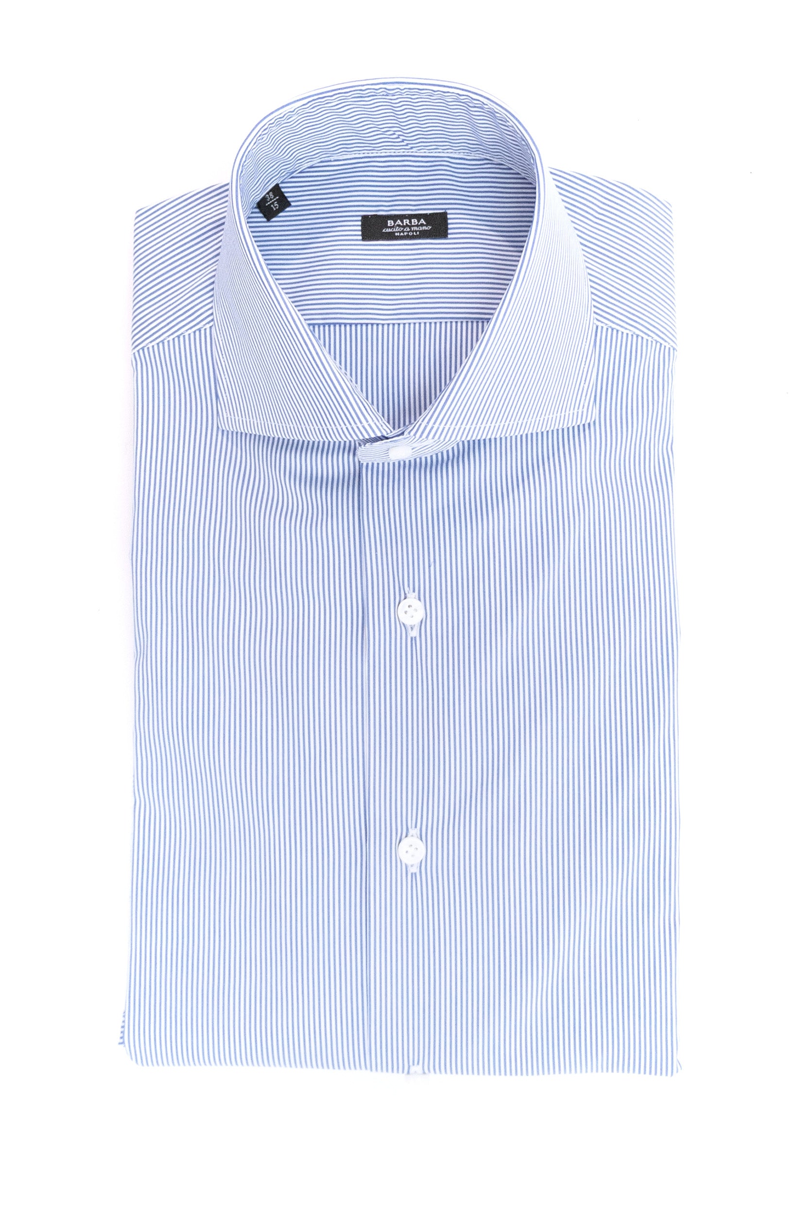 Camicia in cotone a bastoncino di colore bianco e blu <BR/> I1U13P0154086.U 0002 BARBA