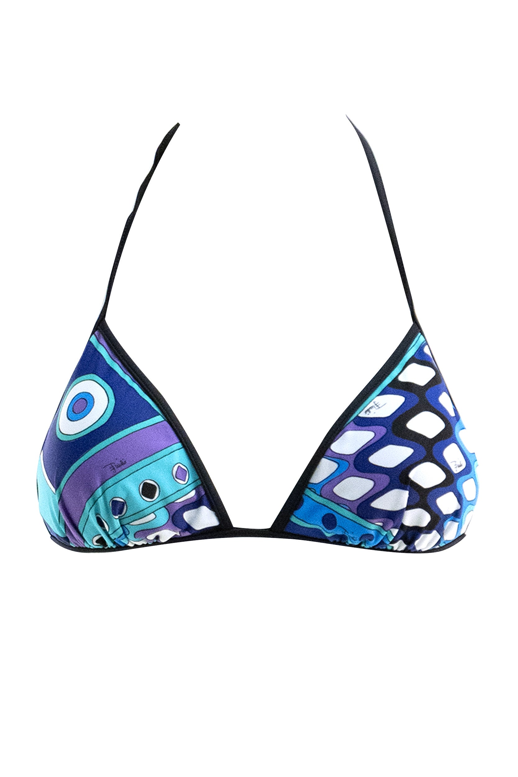 Top bikini con stampa Vivara di colore turchese e blu<BR/> 6HMX72 6H895 P20 EMILIO PUCCI
